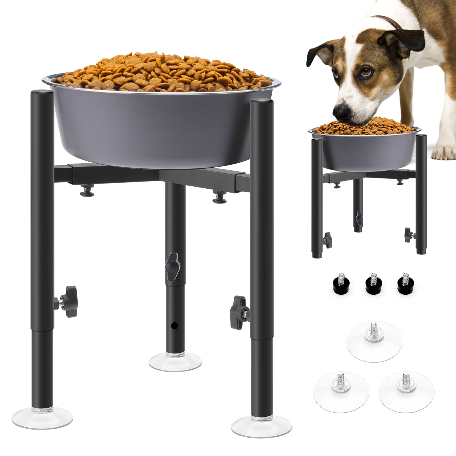 Adjustable Elevated Dog Bowl Stand - Black-image-634d35b6-f275-4a8e-a015-304e0cb174f3-110006