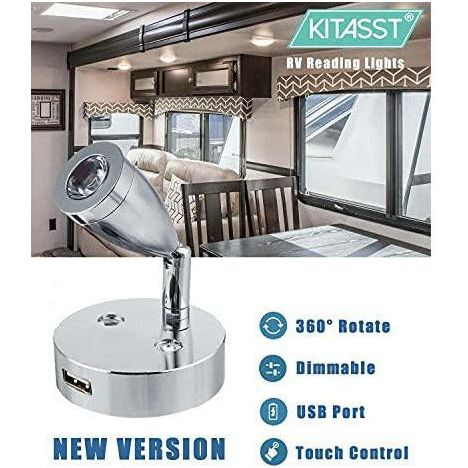 Marvix 12V 24V LED Reading Light | Day/Night Touch Switch With USB | Caravan Boat Lamp | MX-002RW