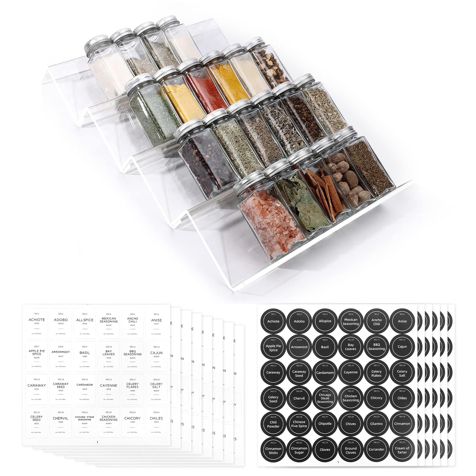 Spice Drawer Organiser - 28 Jars Clear Acrylic-image-6e7ab080-9f53-4672-b7bc-451a81ac004b-87118