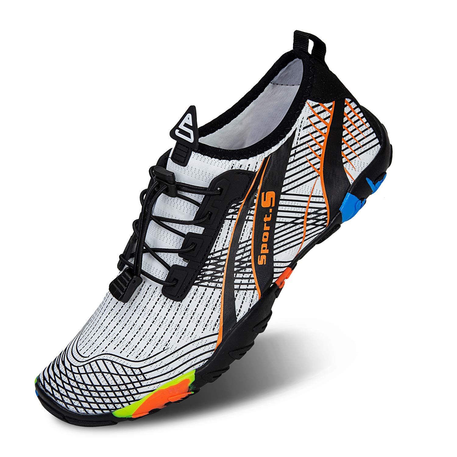 Unisex Aqua Water Shoes Quick Dry - White Orange UK 7-image-7b3f7ee2-505a-4bad-a27c-cefb7725f036-116691