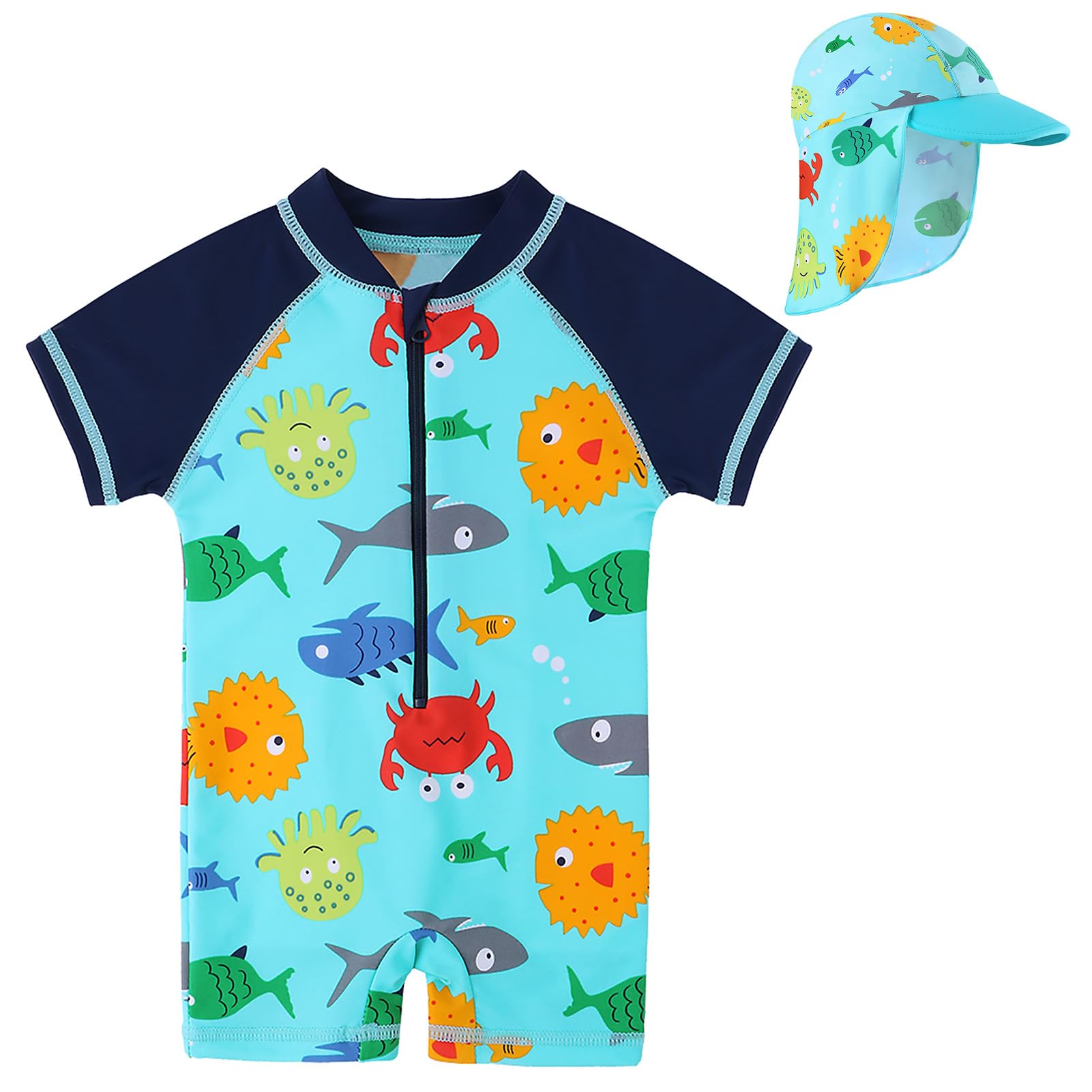 Baby Boys Swimsuit UPF 50+ - Bluesealife 0-6 Months-image-8fa88719-23da-478e-bb61-be5f723a6854-114756