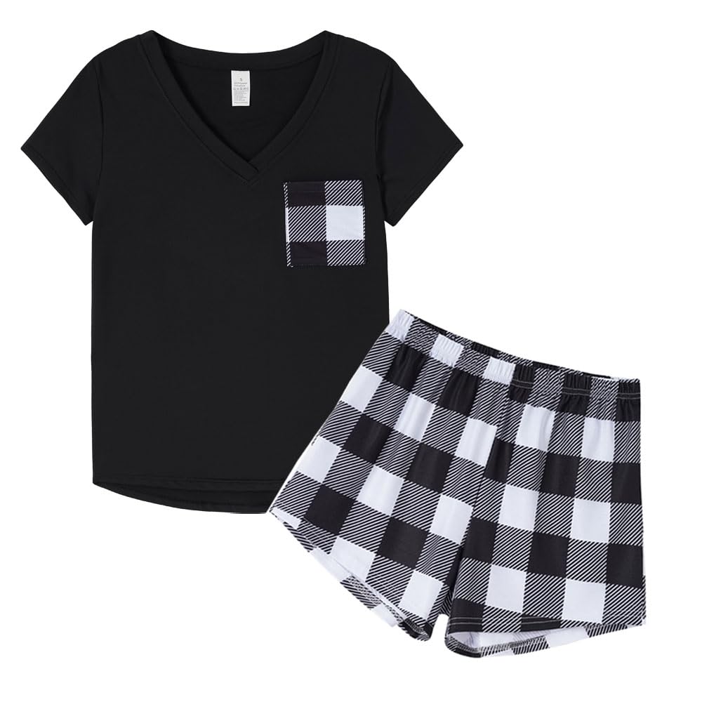 Women's Summer Pyjama Set - Avocado Print, V-Neck, Short Sleeve, Plaid Shorts, Cool & Comfy Sleepwear, Size L-image-d560412e-949e-4046-bf41-ea02473ec924-70817