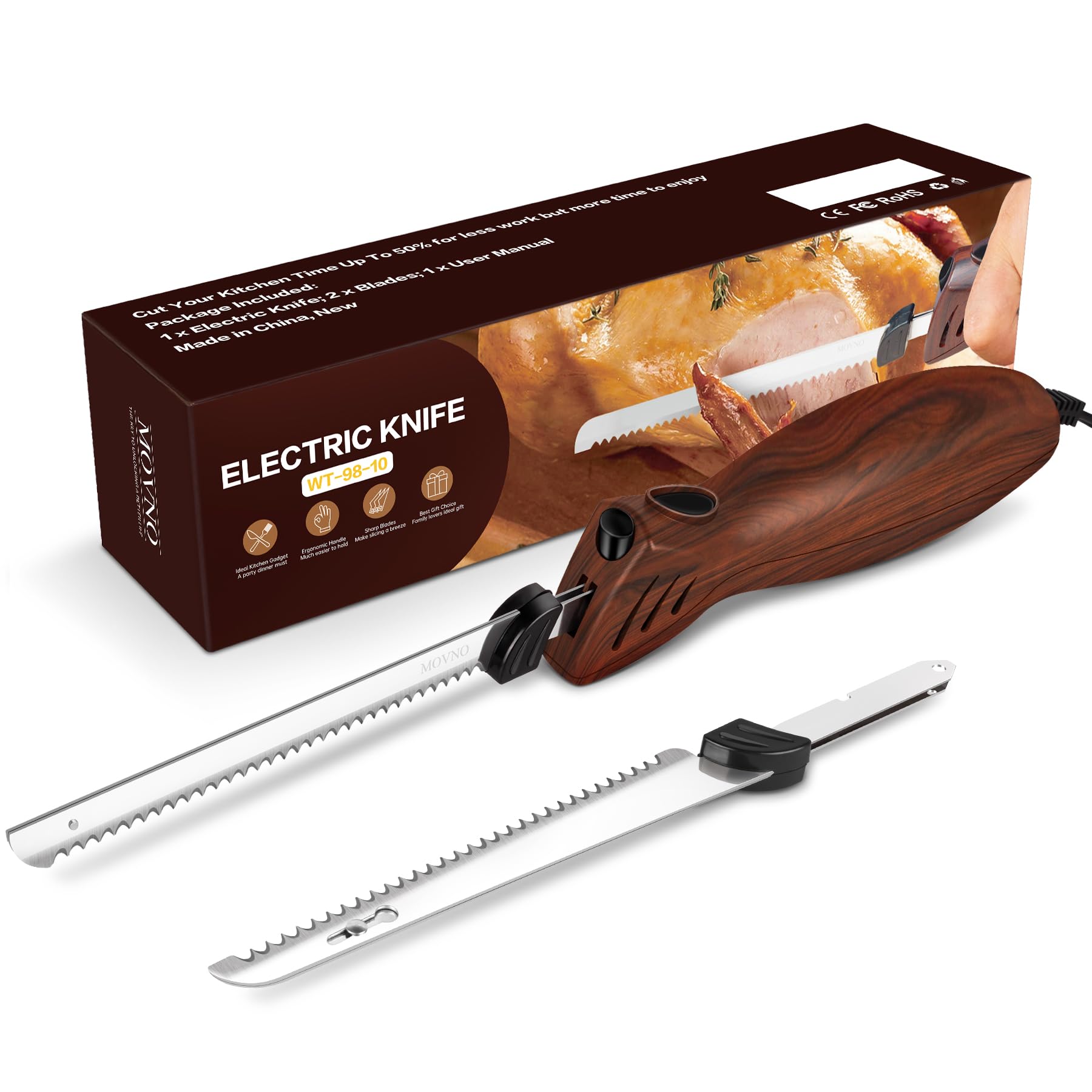 Electric Carving Knife Dual Blades - Walnut Colour