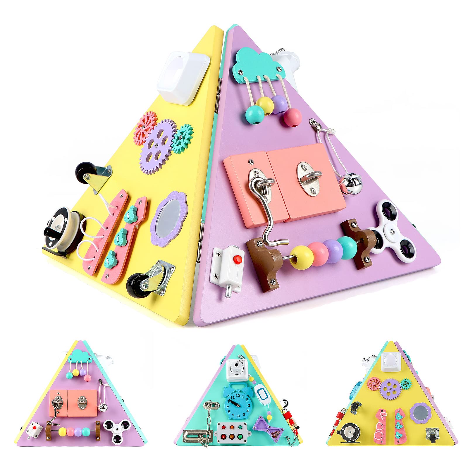 Wooden Montessori Busy Board 20-in-1 - Multicoloured Large-image-4afc46dc-5976-40b9-bd66-b98bc6791731-107883