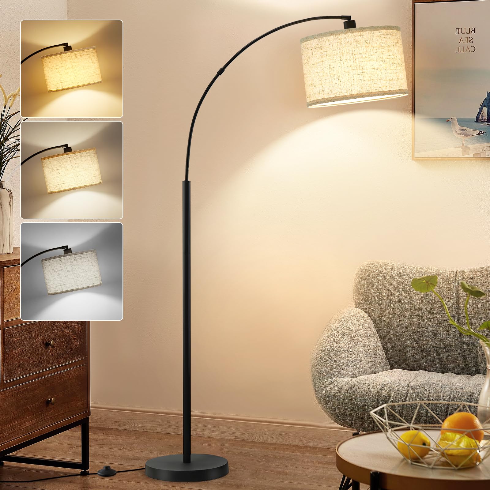 Arc Floor Lamp Adjustable 3 Colours - Black 73.6x30.4x180cm-image-06298679-2363-4ba8-8852-9d7d614612b2-4044