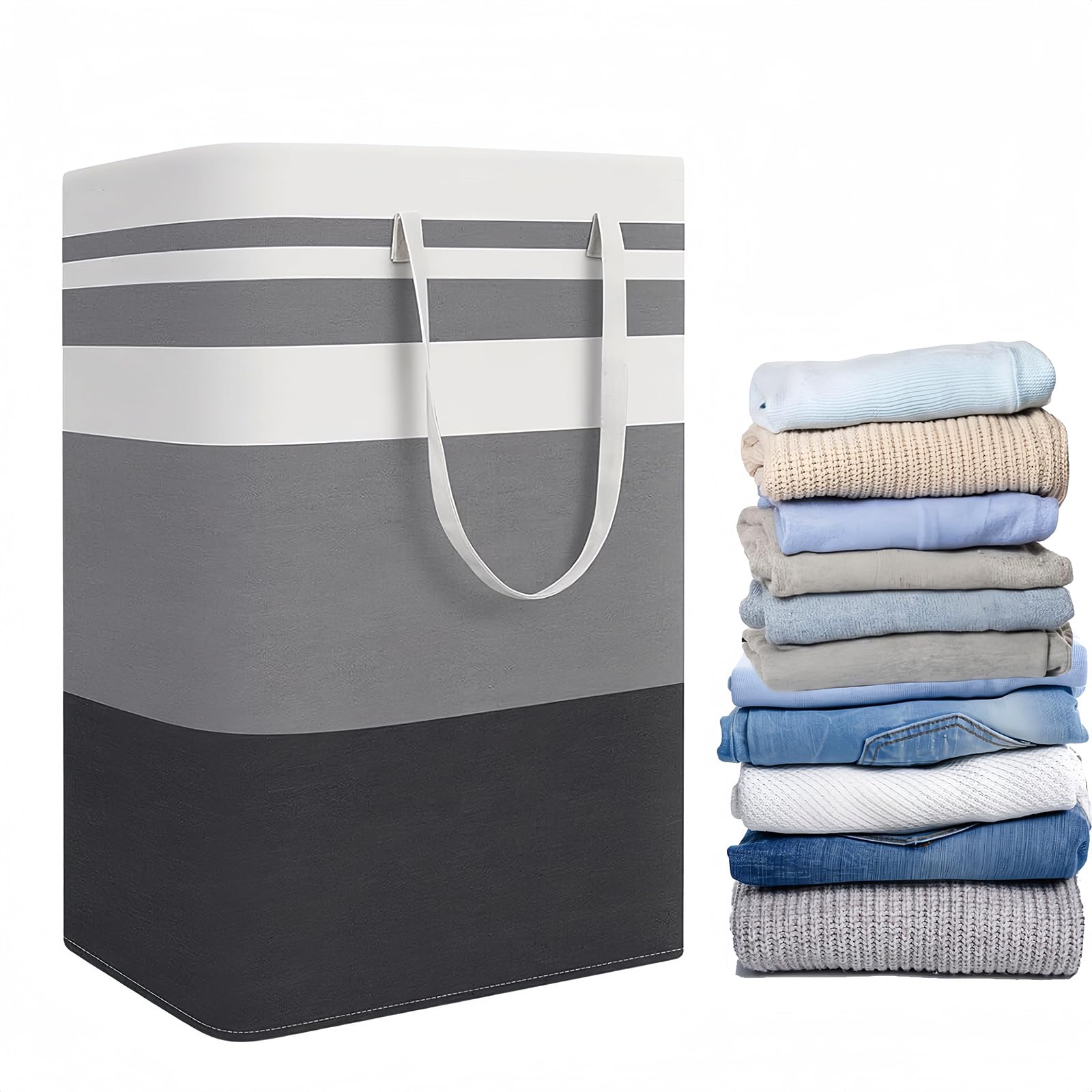75L Large Laundry Basket - Waterproof, Collapsible & Freestanding Hamper for Dirty Clothes - Gradient Grey-image-d581398b-00b0-4b7a-99e6-73df2be3d211-67713