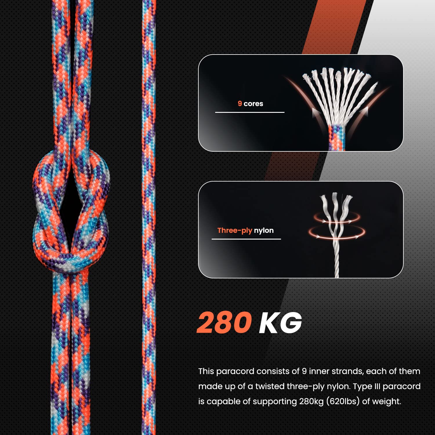 Corda Paracord 2mm Nylon - 30 Metri Per Sopravvivenza, Campeggio, Fai Da Te, Resistente Fino A 45 Kg - Foto 12