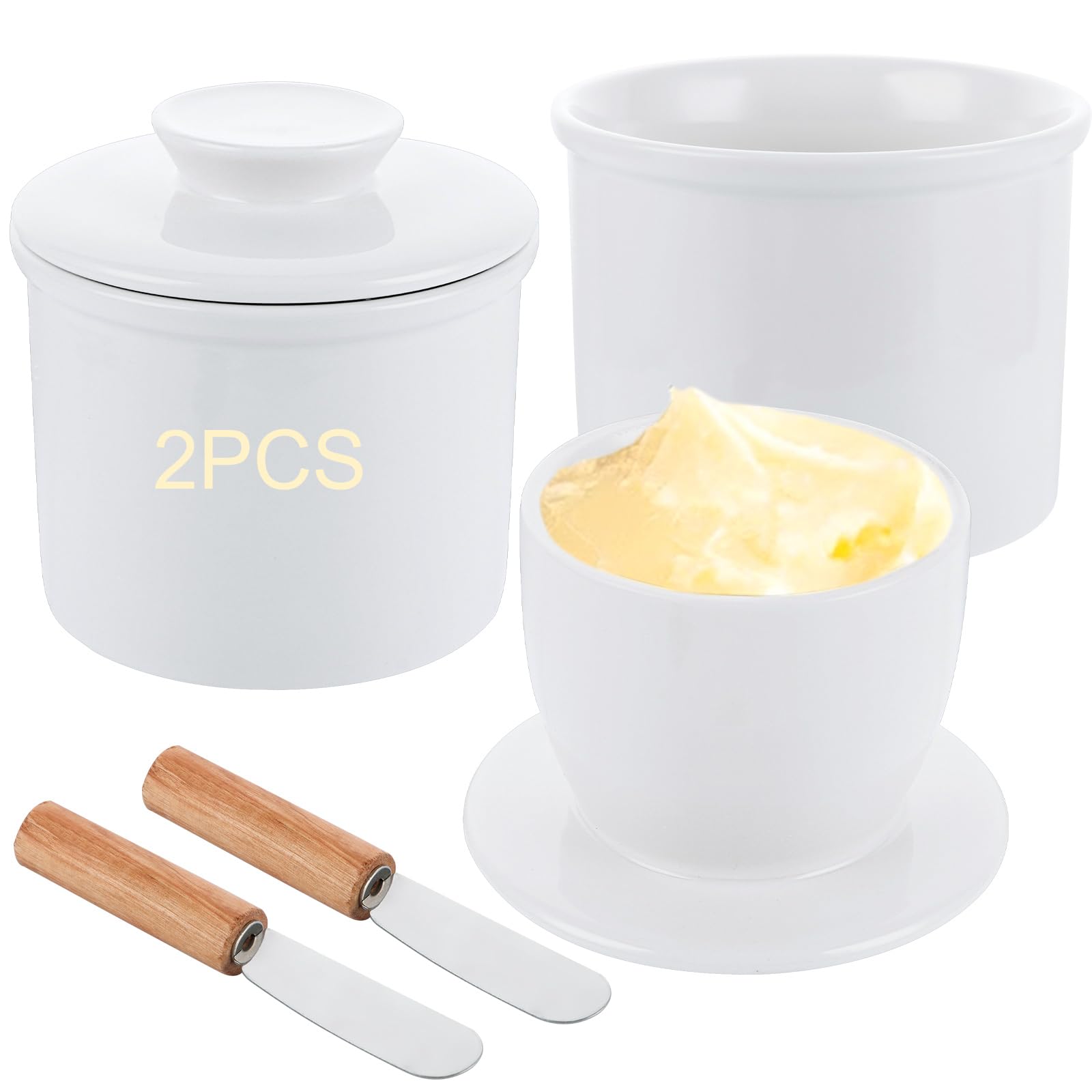 Butter Crock Set with Lid & Knife - White One Size-image-34de4dd0-02b3-4b60-a2c7-72f073e72978-108090