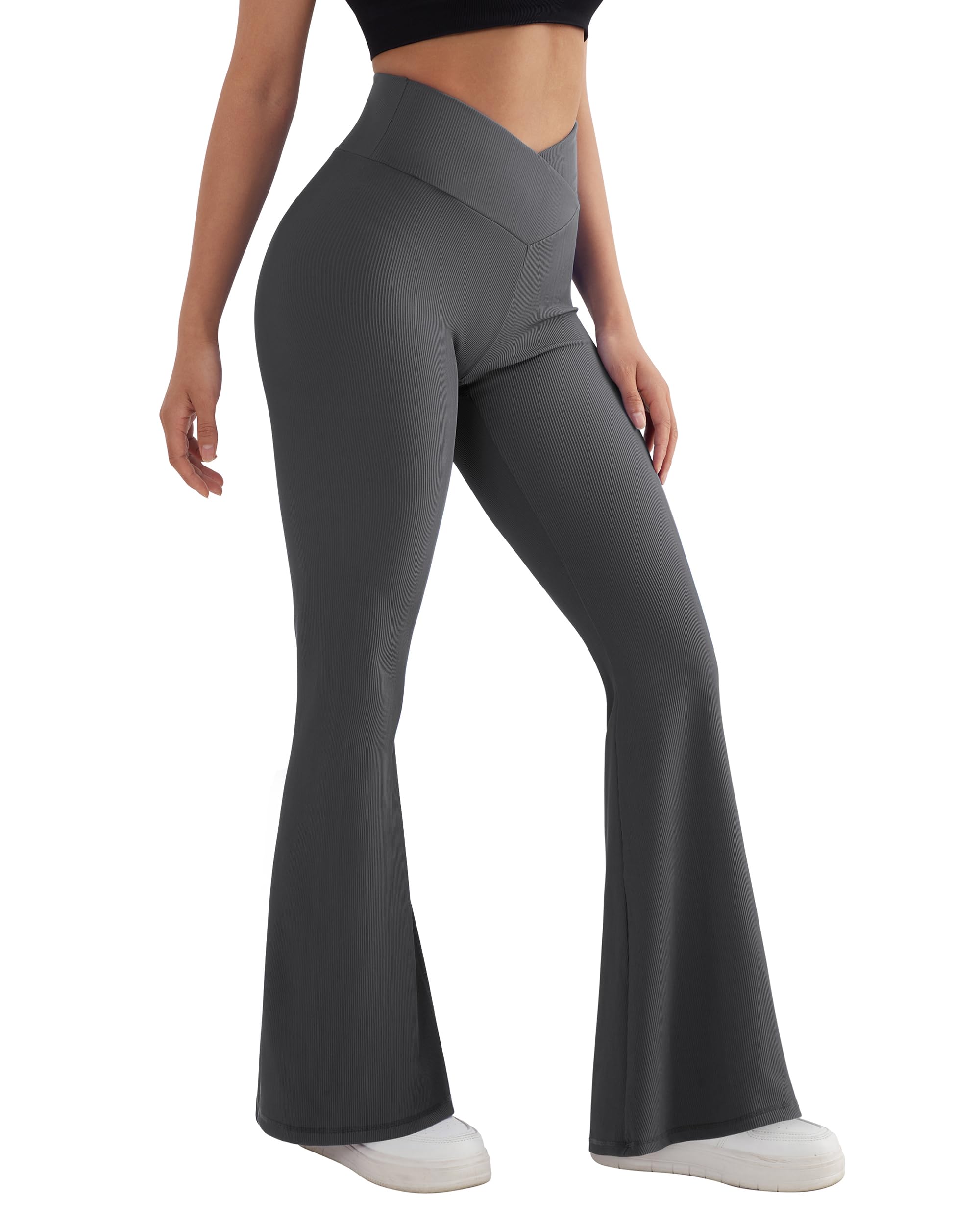 Women's Flared Yoga Leggings - 30" Deep Grey-image-419dd600-7956-4b2d-99ea-81b395724351-91942