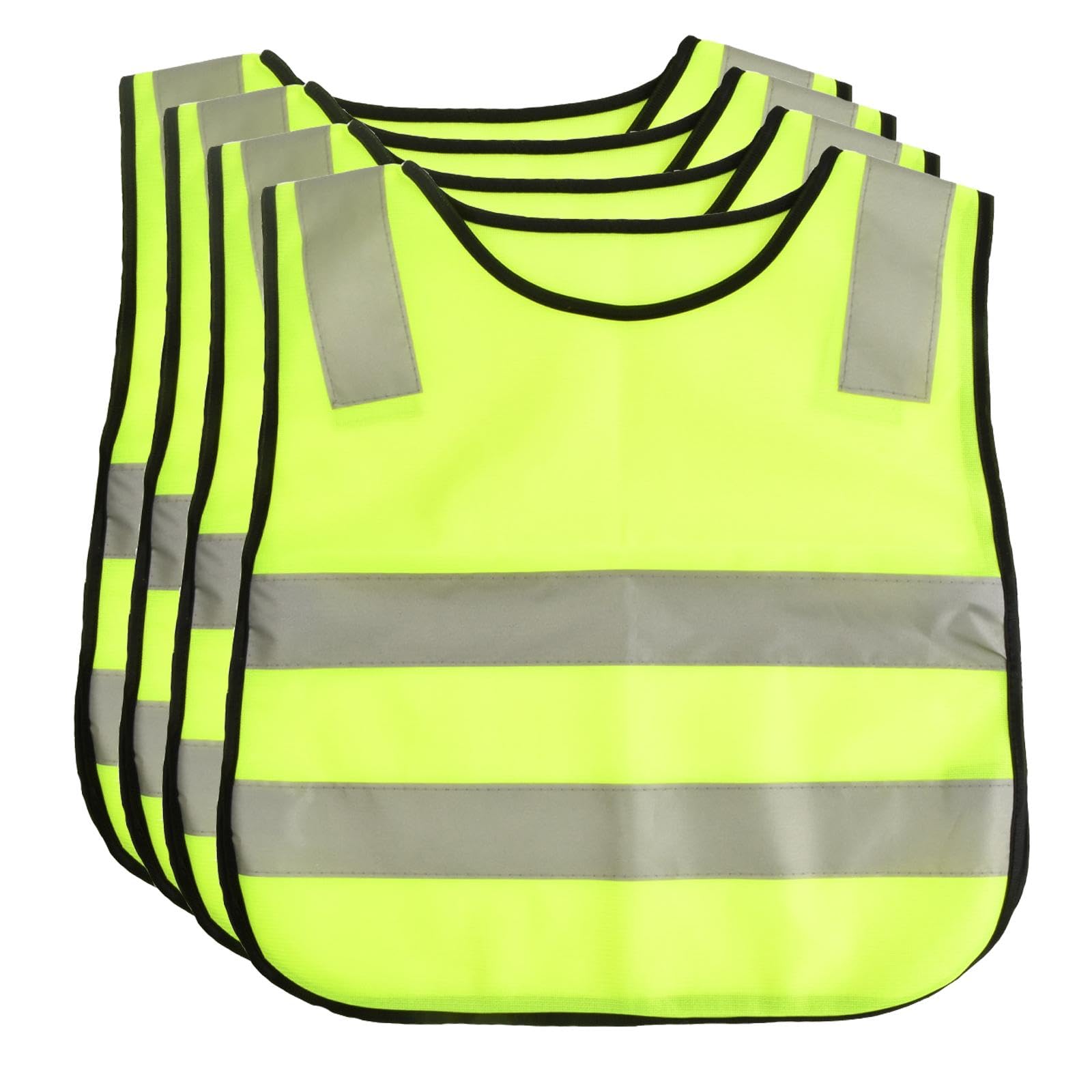 High Visibility Kids Reflective Safety Vests - Neon Yellow, Breathable, 4 Pack for Outdoor Activities-image-8502620b-a00d-4d25-b563-ff0e32298acc-54354