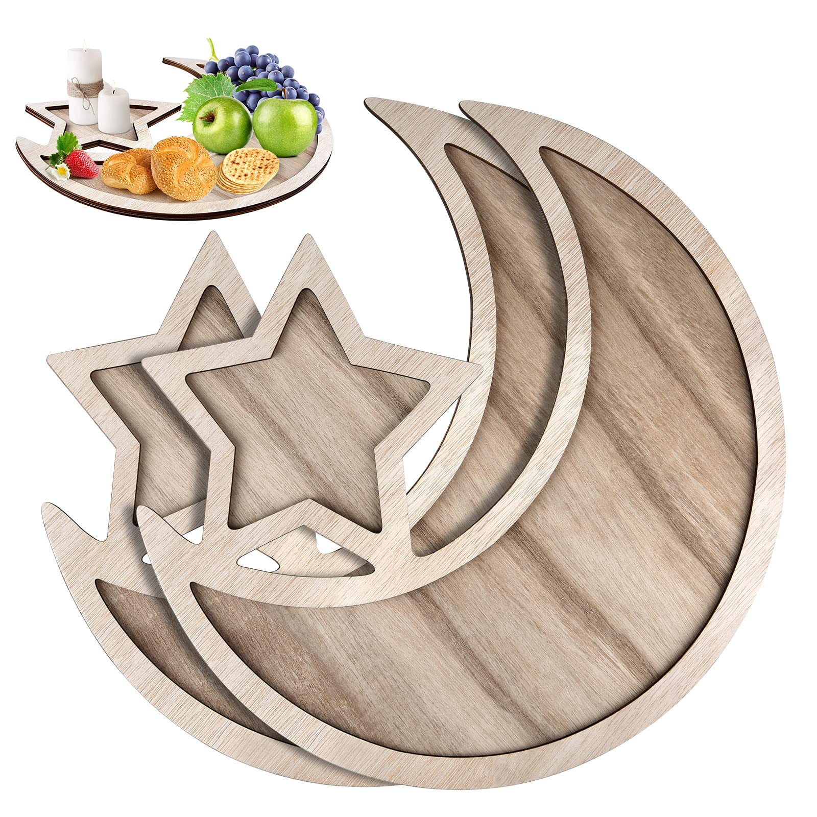 PLULON Ramadan Dessert Trays Eid Mubarak Wooden Moon Star Plates 2Pcs-image-e7d31810-1455-4690-9b69-41a4807761f4-59779