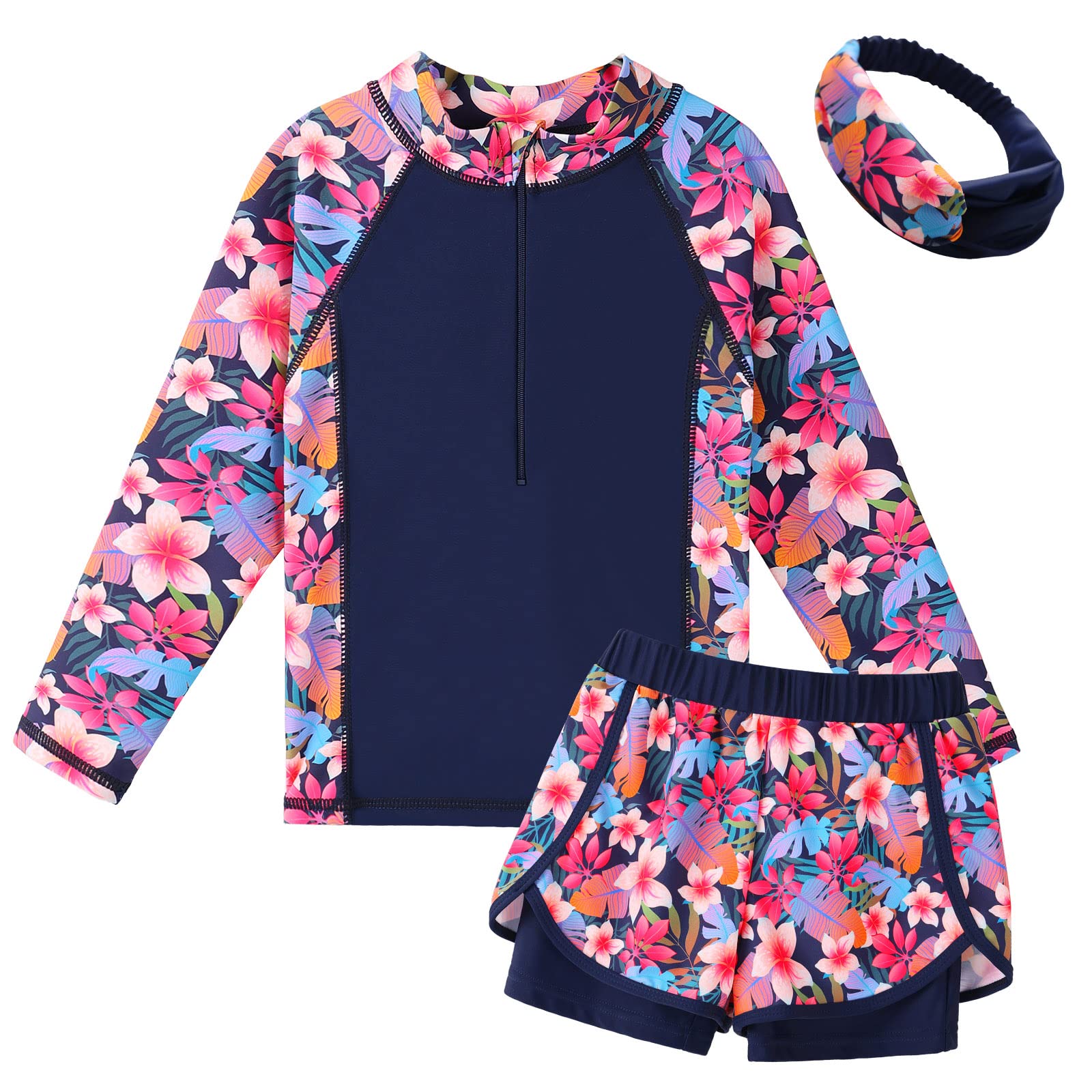 Girls Long Sleeve Swim Set - Navyflower A 8-9 Years-image-4665ffdd-eb42-4d9f-a6cf-5b6a1f0dfbff-111874