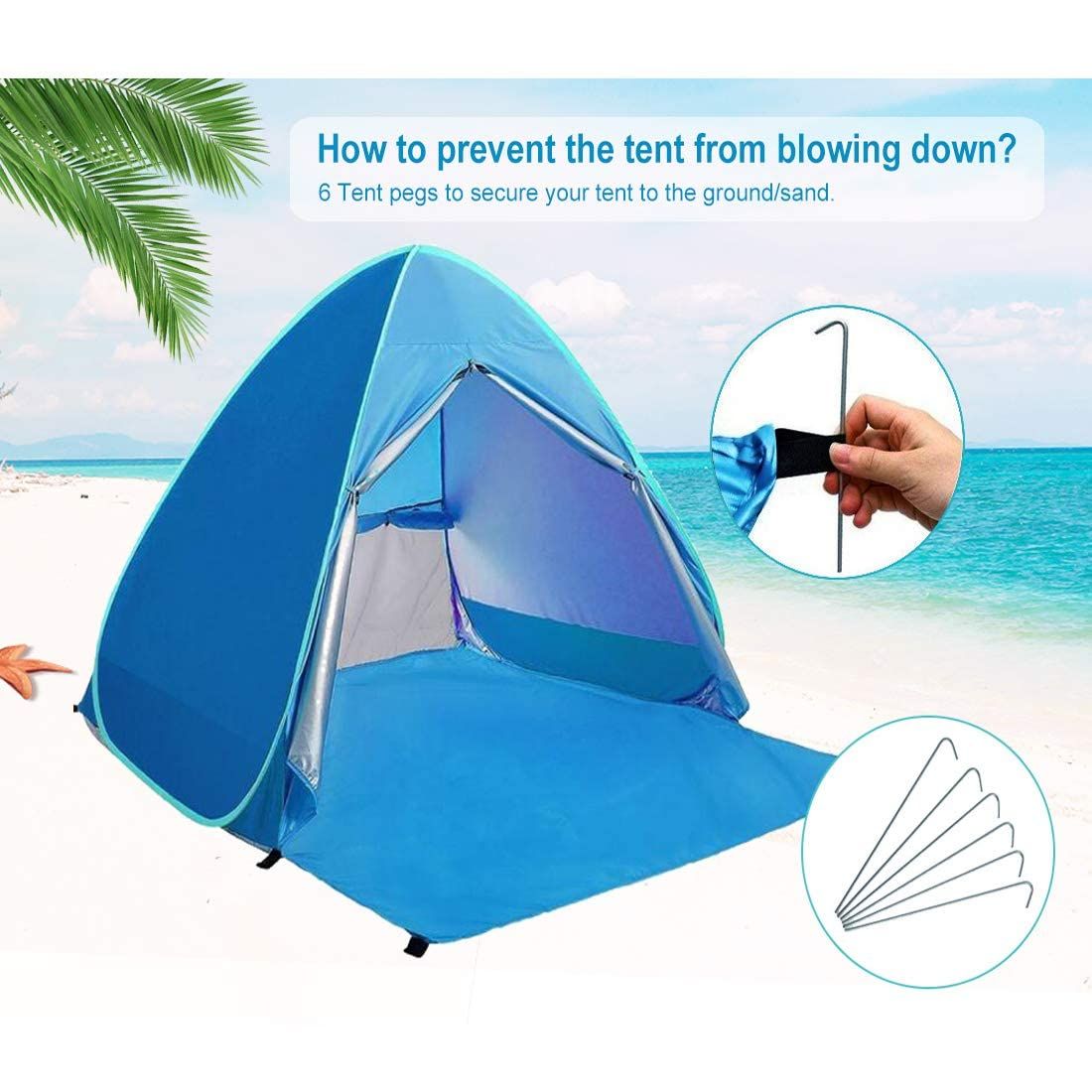 Pop Up Beach Tent, Ideapro 2-3 Person Quick Automatic Instant