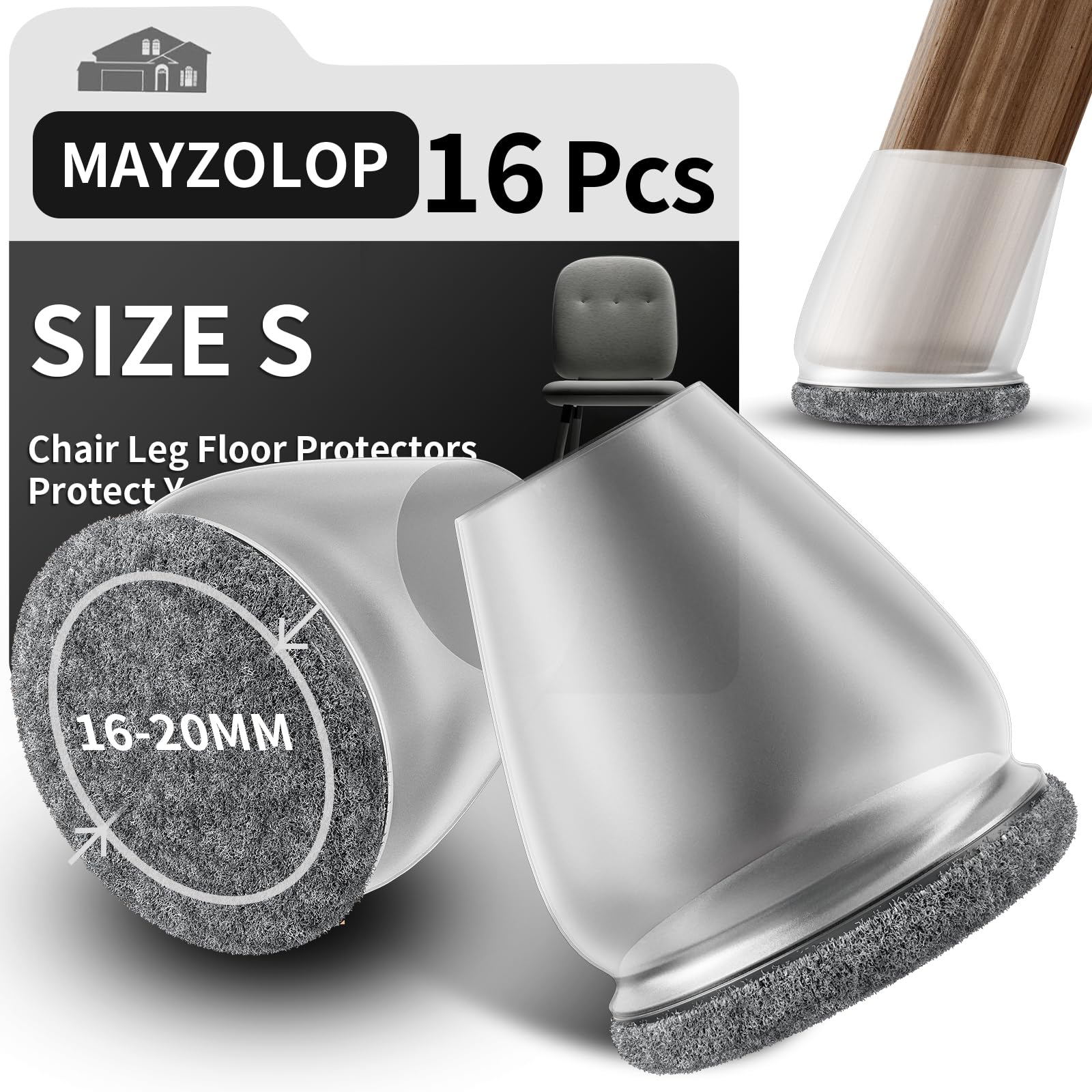 Silicone Chair Leg Protectors - 32pcs Transparent/Grey-image-bbf16af9-ced4-4a4c-aa9d-459247198513-90162