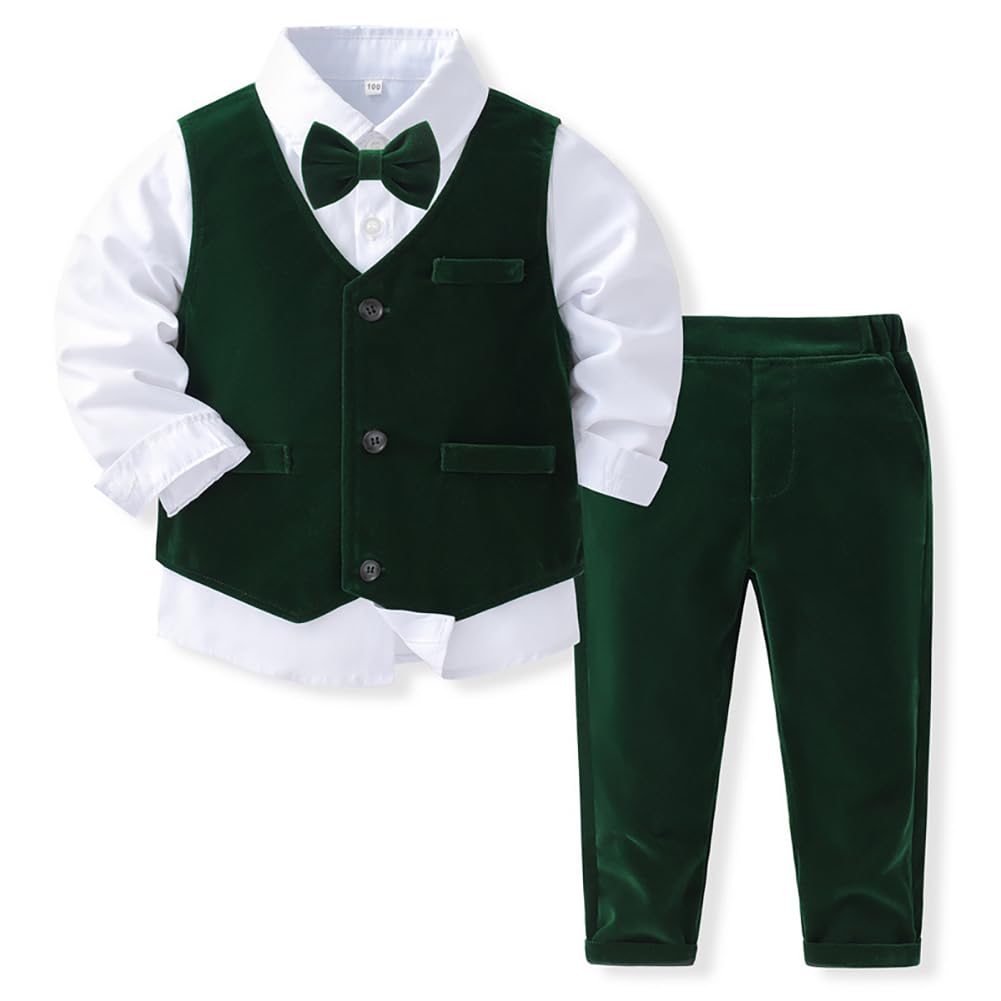 Boys 3 Piece Formal Suit - Dark Green 18-24 Months-image-5f097d79-f390-470d-ae42-404c3830ac84-112585