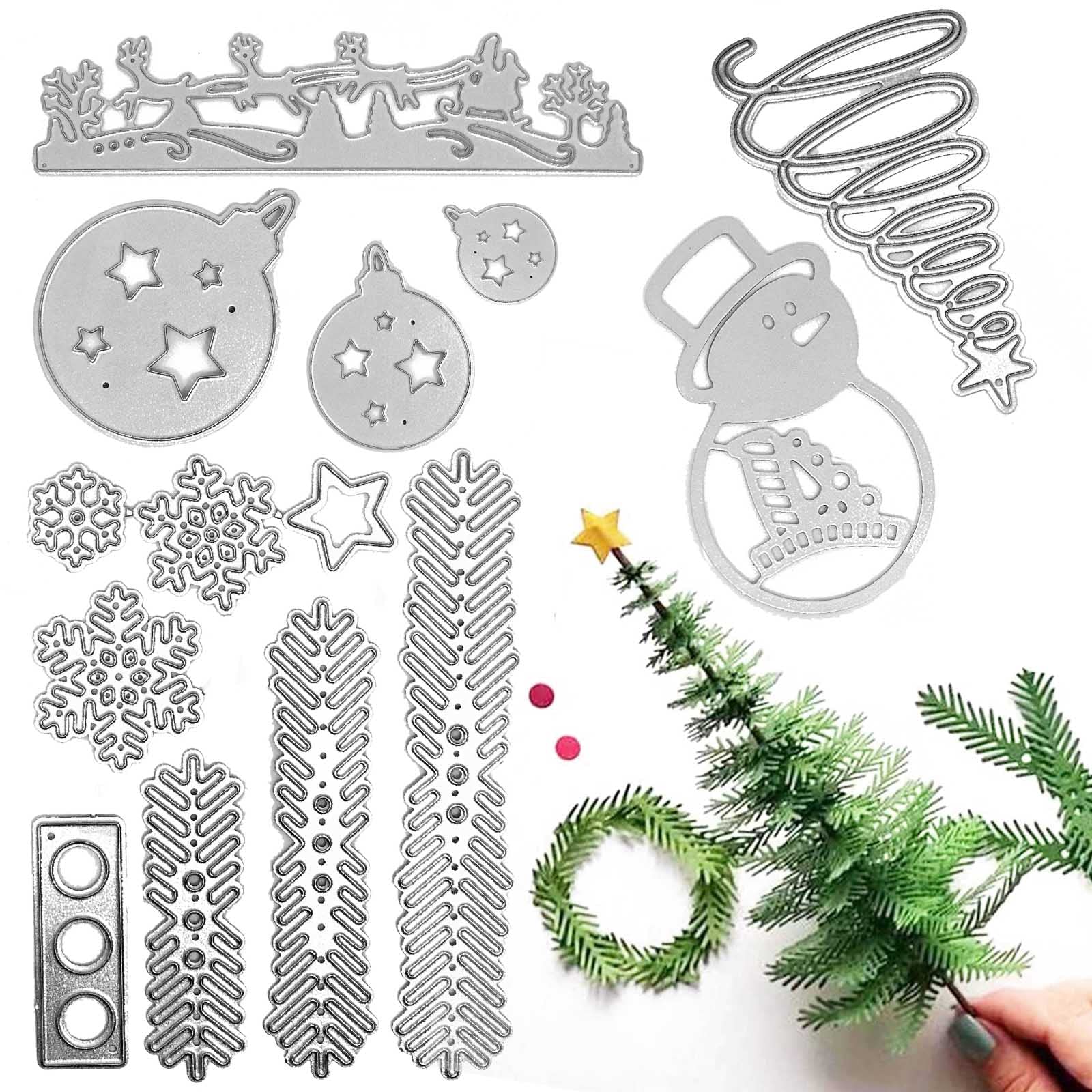 14-Piece Christmas Cutting Dies Set - Snowflakes, 3D Tree, Santa & Reindeer Stencils for DIY Crafts-image-f806b2fe-0088-4493-b490-cef5f76a7d6a-56610