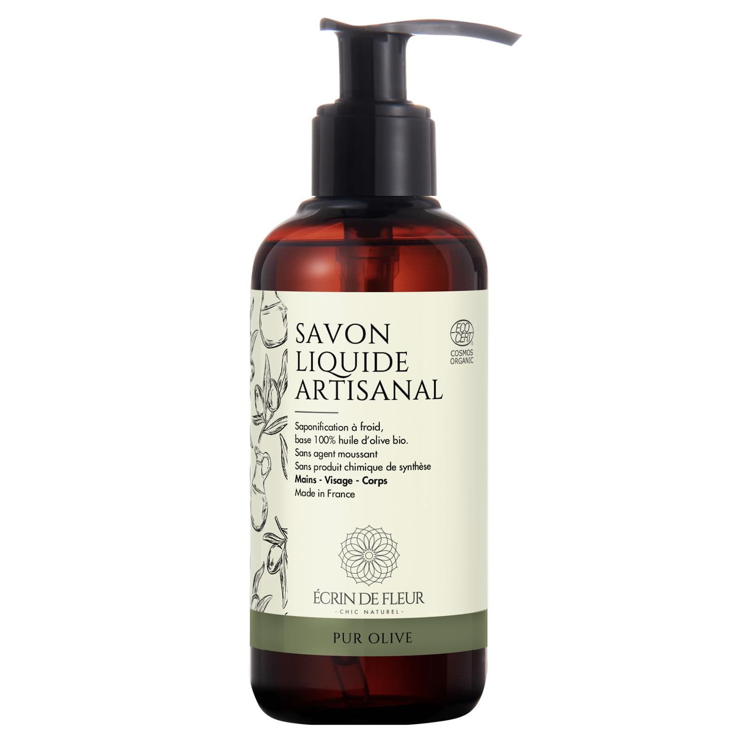 Écrin De Fleur Organic Pure Olive Liquid Soap 250ml - Artisan Crafted, Cold Processed, Non-Toxic-image-6979d0a0-8704-4070-b9df-a44e0f3bd9ee-61099