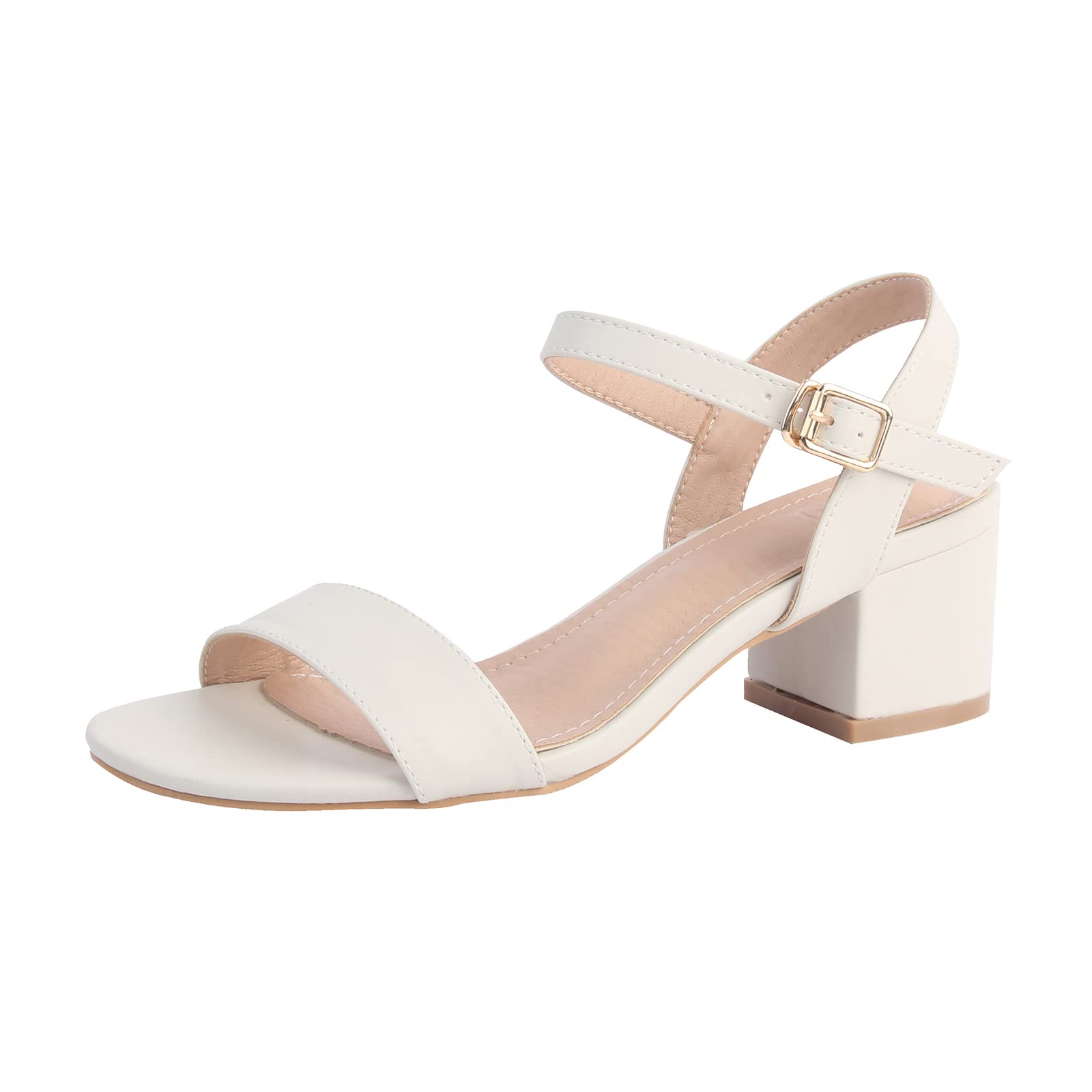 WUIWUIYU Women’s Girls’ Ankle Strap Open Toe Low Chunky Heel 6.5 White WUIWUIYU Women’s Girls’ Ankle Strap Open Toe Low Chunky Heel 6.5 White