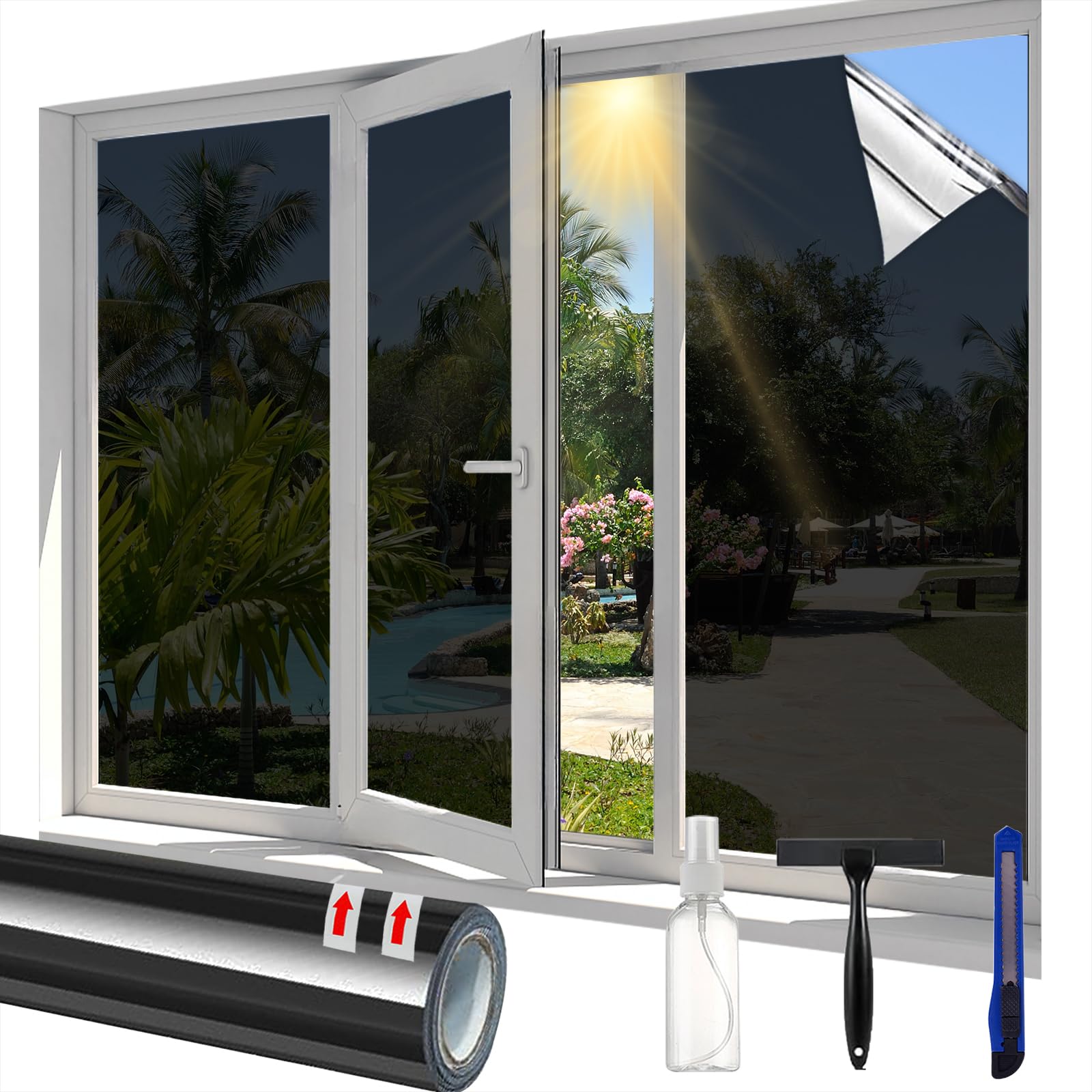 Linarun One Way Window Film Privacy Heat Reflective 30x400cm - Daytime Anti Glare Sun Blocker-image-e2f78e0f-ddc0-4774-8119-2ba68d50a83a-53845