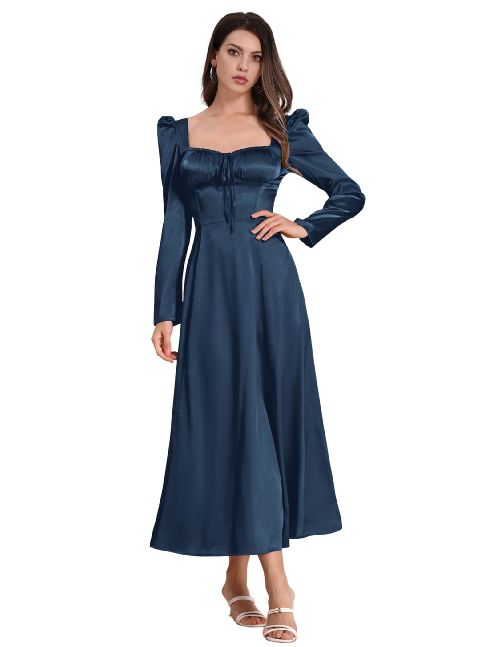 Women's Satin Cocktail Dress - Navy Blue S-image-60eff6ce-a51a-4085-a797-1d8be710868b-114058