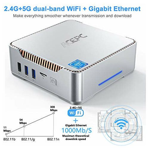 ACEPC Mini PC,8GB DDR4/ 256GB ROM Intel Celeron J4125