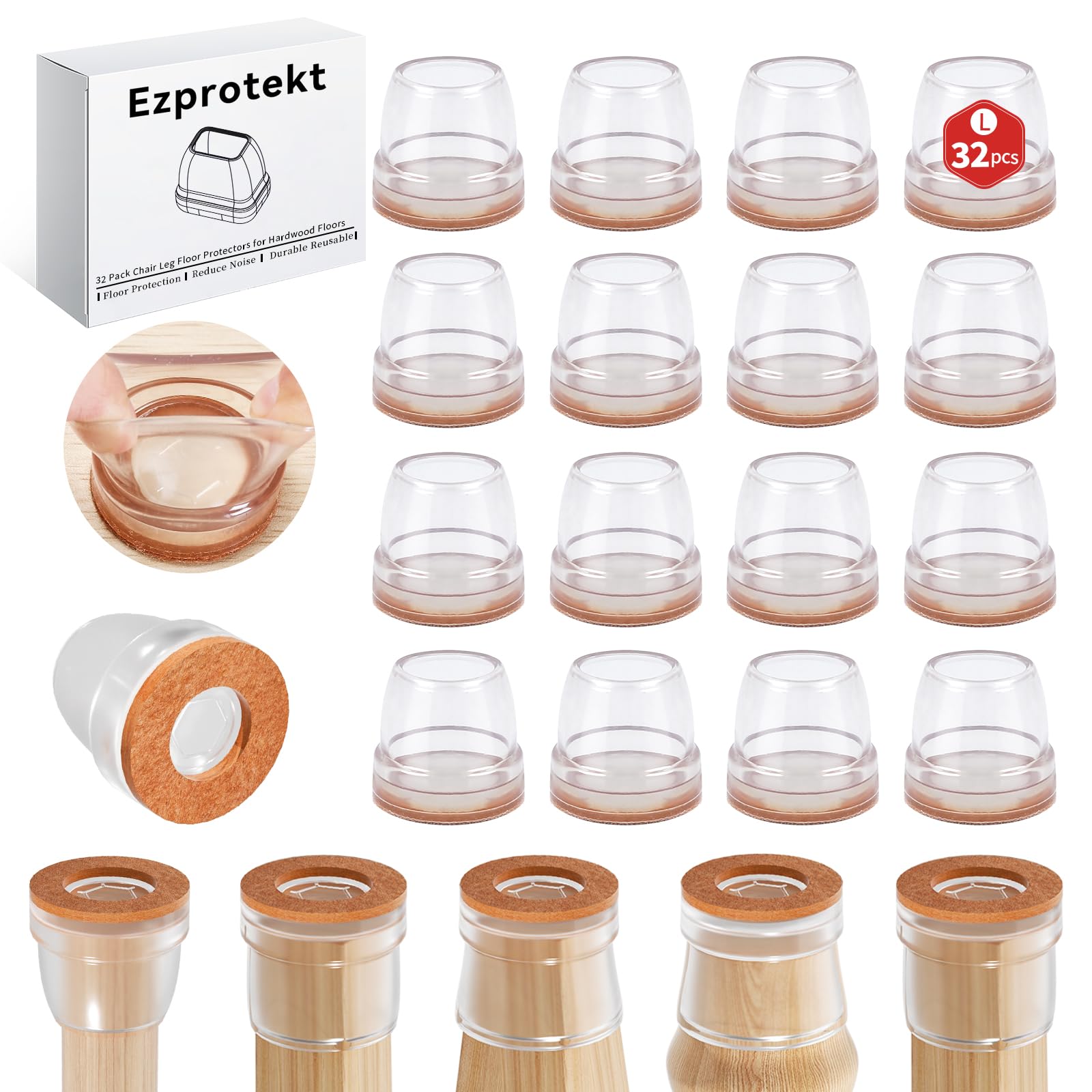 Chair Leg Protectors - 32 Pack 1.25in Transparent-image-c34466bd-5e35-4dc0-874b-585c0f1d95b0-86071