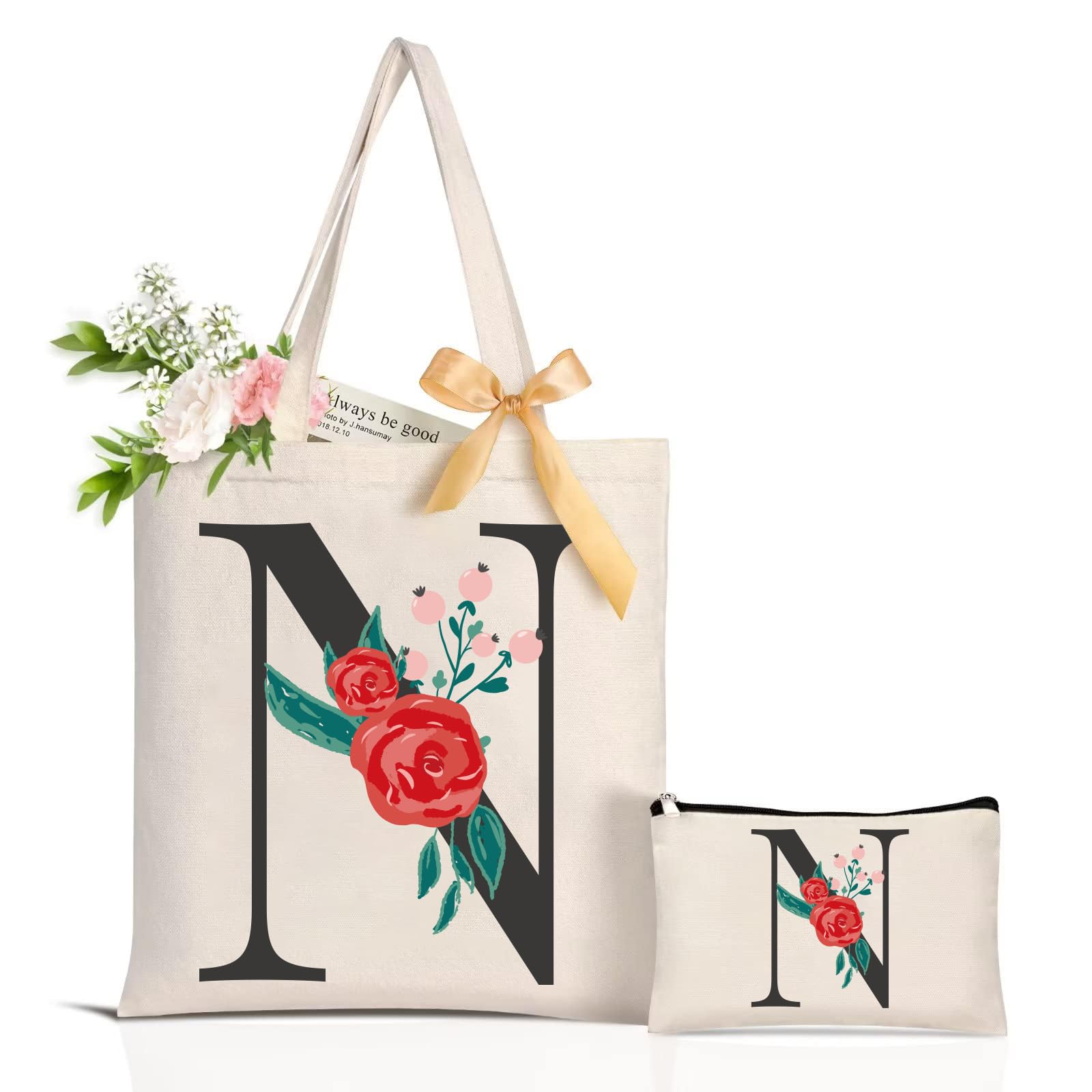 Canvas Tote Bag, Floral Canvas Bags Gifts for Bridesmaid, Reusable-image-ebae69e5-ffbe-4495-964c-a8e4687c1d6d-43967