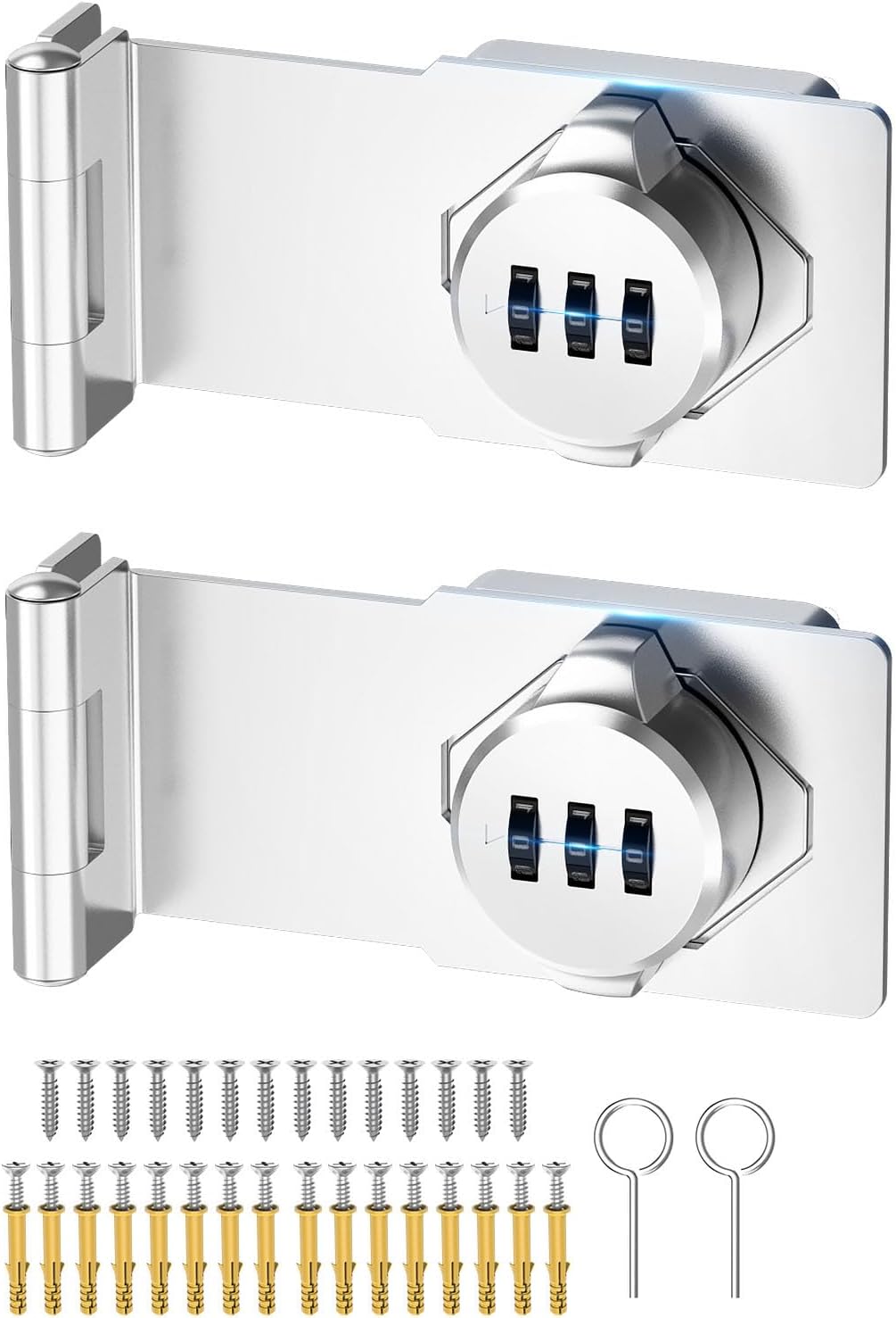 Password Hasp Lock 90° Security Latch - Silver 2pcs