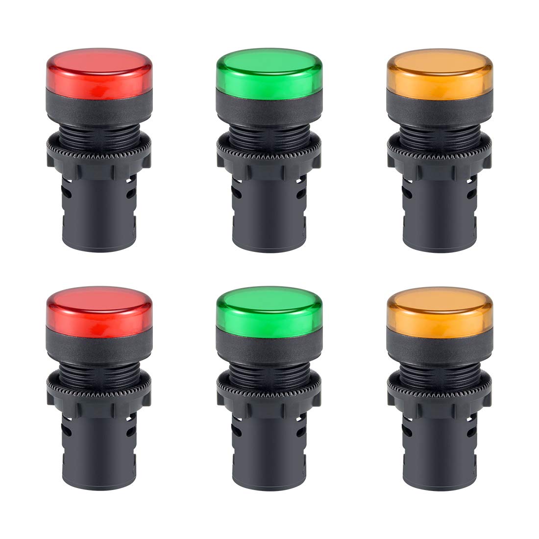sourcing map Indicator Light AC/DC 6Pcs Red Green Yellow 12V, 22mm-image-d6583d70-1652-475a-bcd7-a77e5ed65546-63176