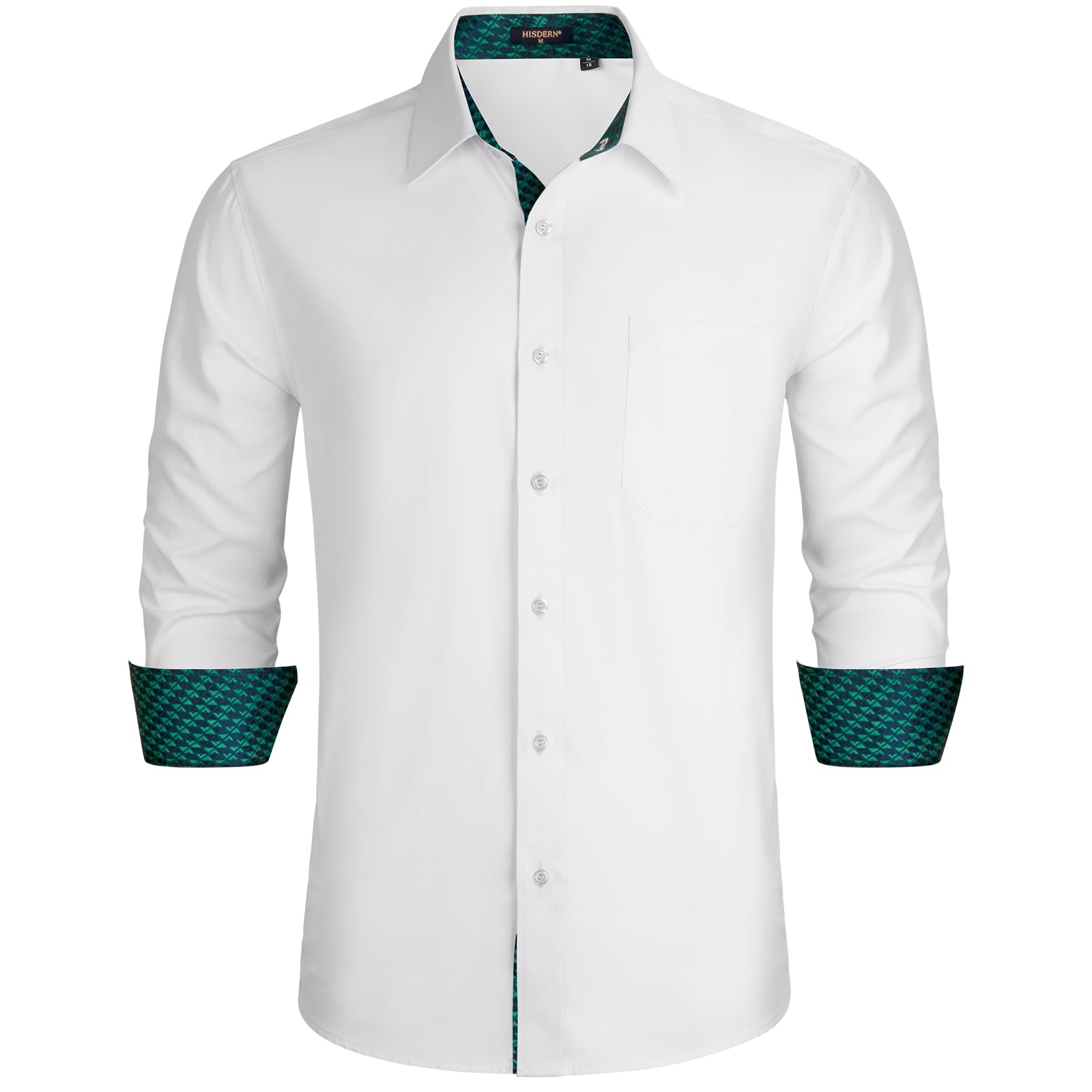 Men's Formal Dress Shirt Slim Fit - White/Green S-image-8a03beea-9b2f-4fde-bcd5-6d170c8b1981-102450