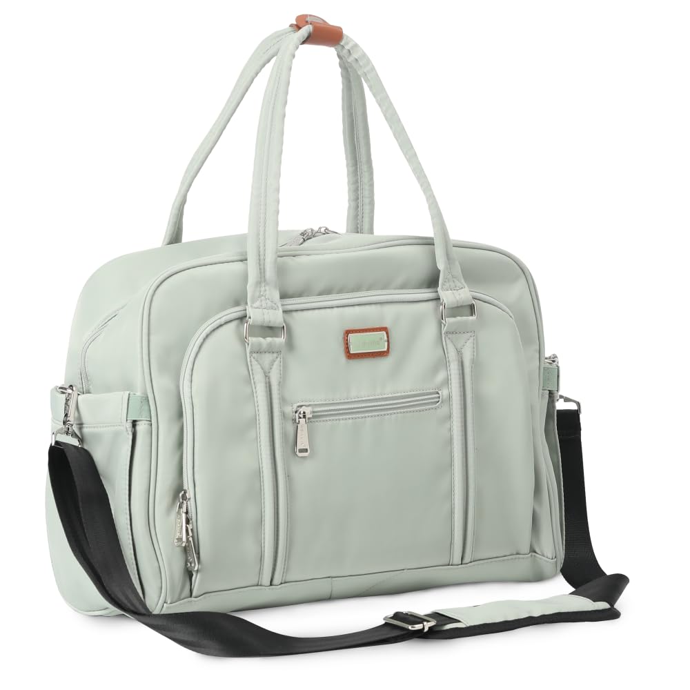 Sage Green Baby Changing Bag With Changing Pad Insulated Pockets