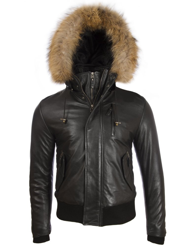 Men's Leather Bomber Jacket - Black 2XL-image-e8dbcf45-3f43-4096-9f94-3888fce1b091-116107