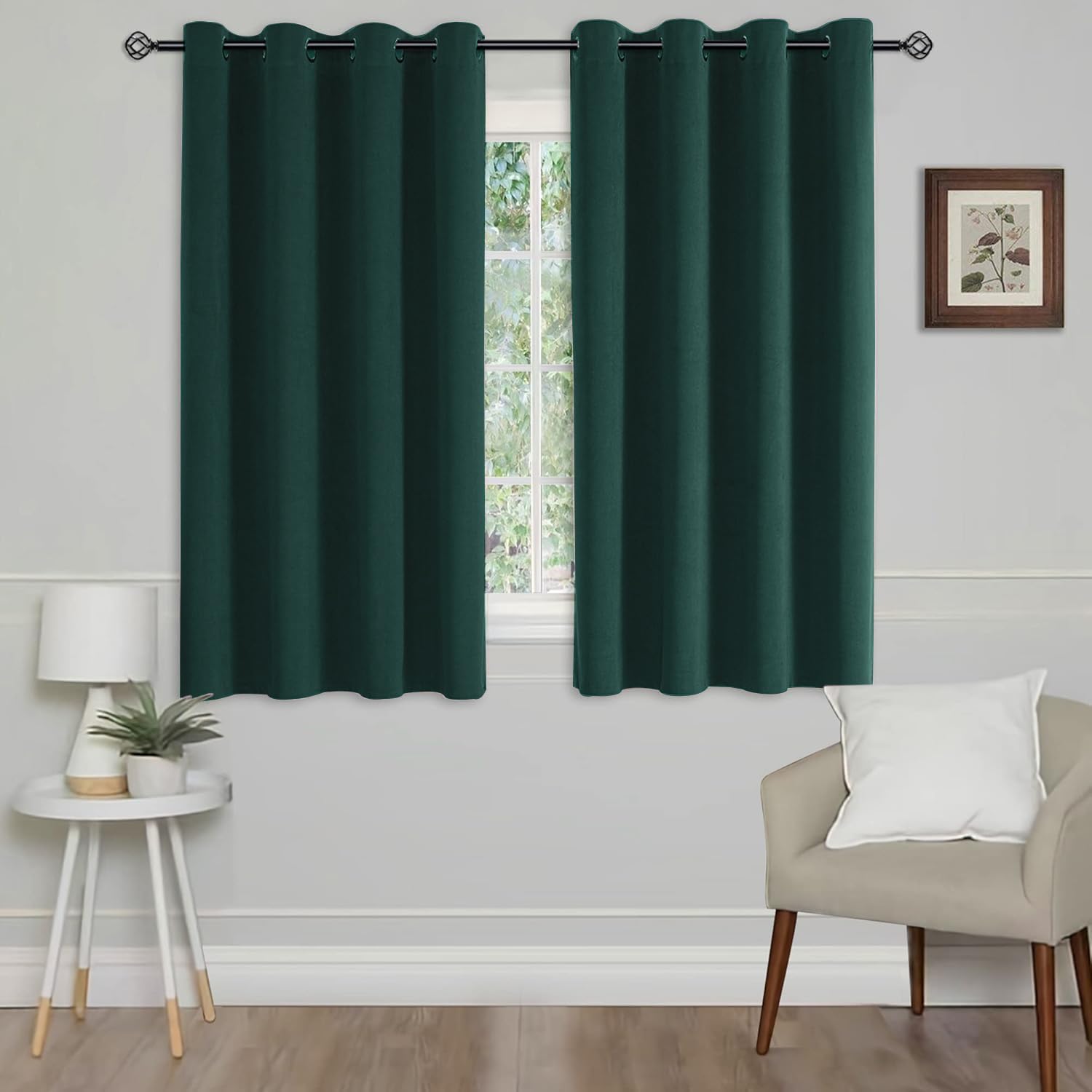Velvet Blackout Curtains 2 Panels - Dark Green W55" x L96"-image-ca408b59-e5ca-4e3c-a07b-f5ea809d0134-104767