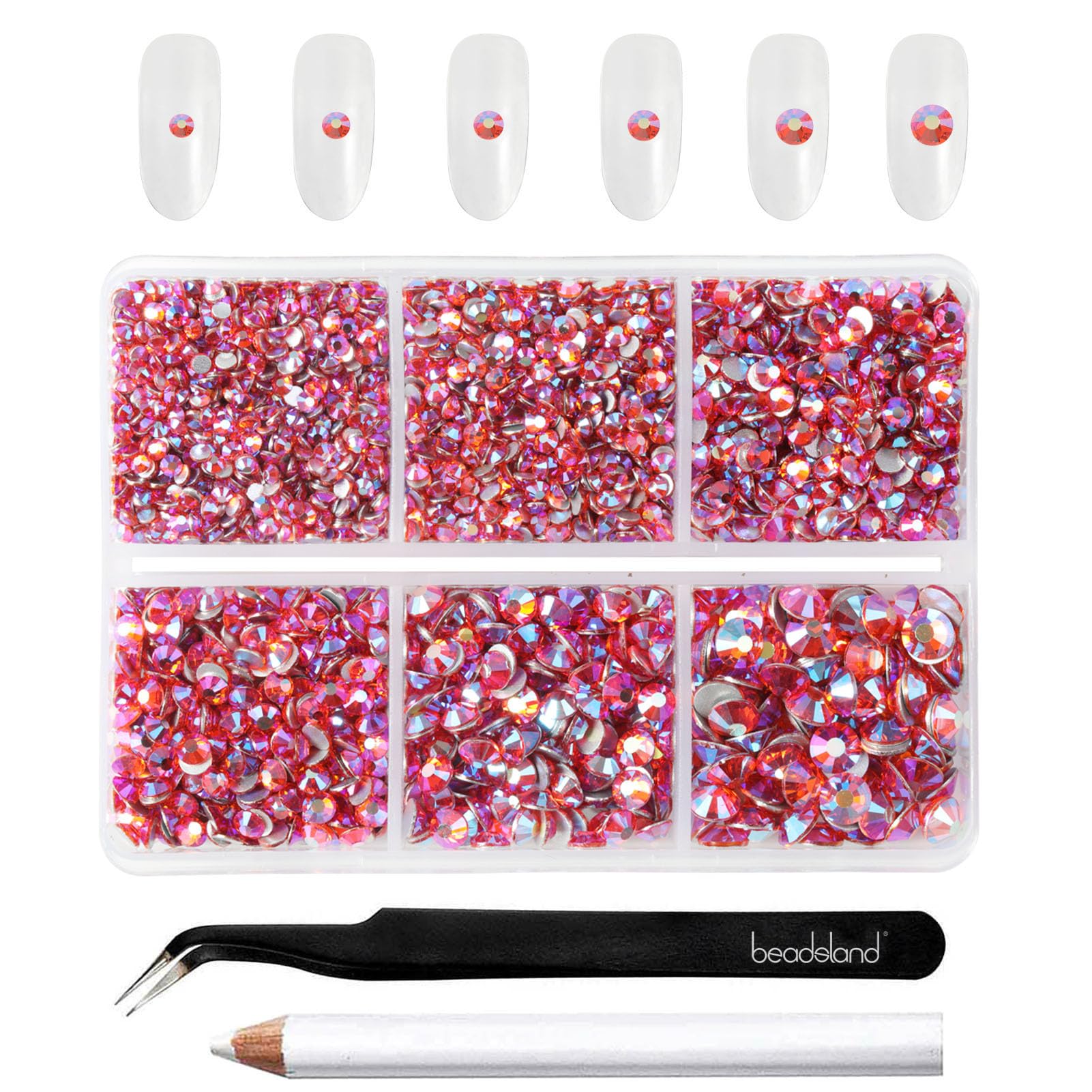 4300pcs Flatback Nail Rhinestones, Mixed Sizes with Tweezers & Wax Pencil, Orange AB Crystal Gems for Crafts-image-207c817e-2dc1-4063-a5bd-275fc8946fbc-66668