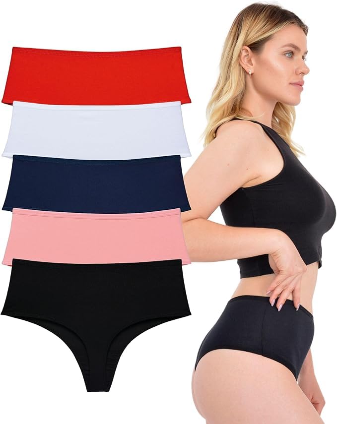 Women's High Waist Cotton Thong LadyMelex 5, Black, White, Red,-image-a482bc4d-4b30-4340-a728-e5bb8b2e33ad-63514