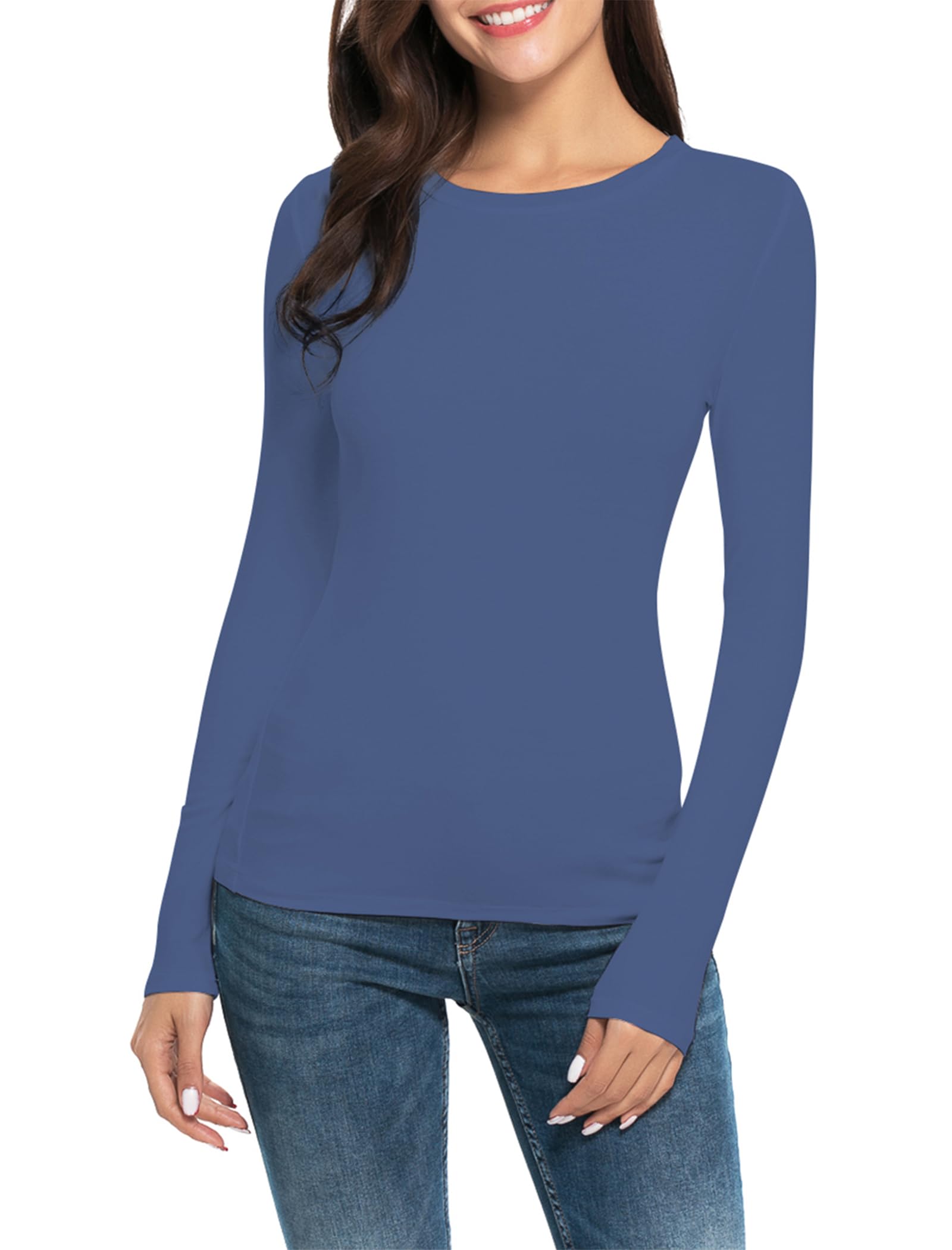 Women's Slim Fit Long Sleeve Top - Bright Blue S-image-d06a6515-6bf3-4d6e-949b-e5a4cf613636-111262