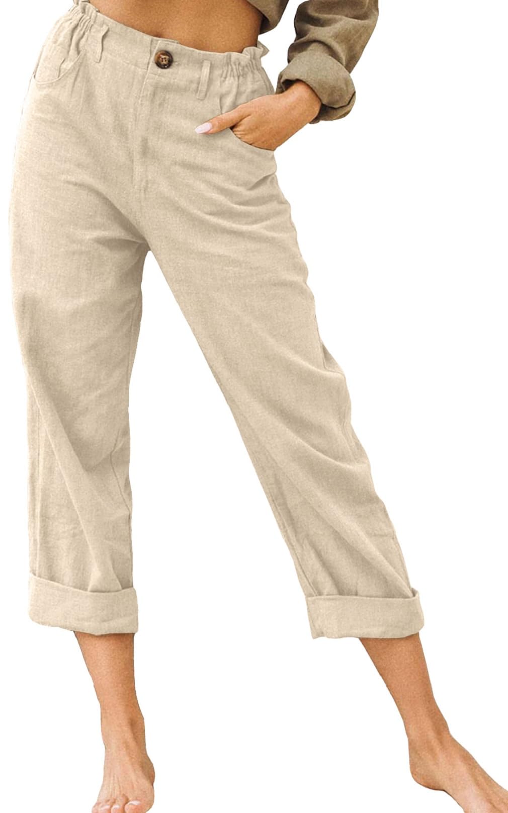 Yutdeng Women's Cotton Linen Trousers High Waisted Pants,Grey,XXL-image-a3cb0269-7d79-4c64-b59b-84c271dc8d69-53638
