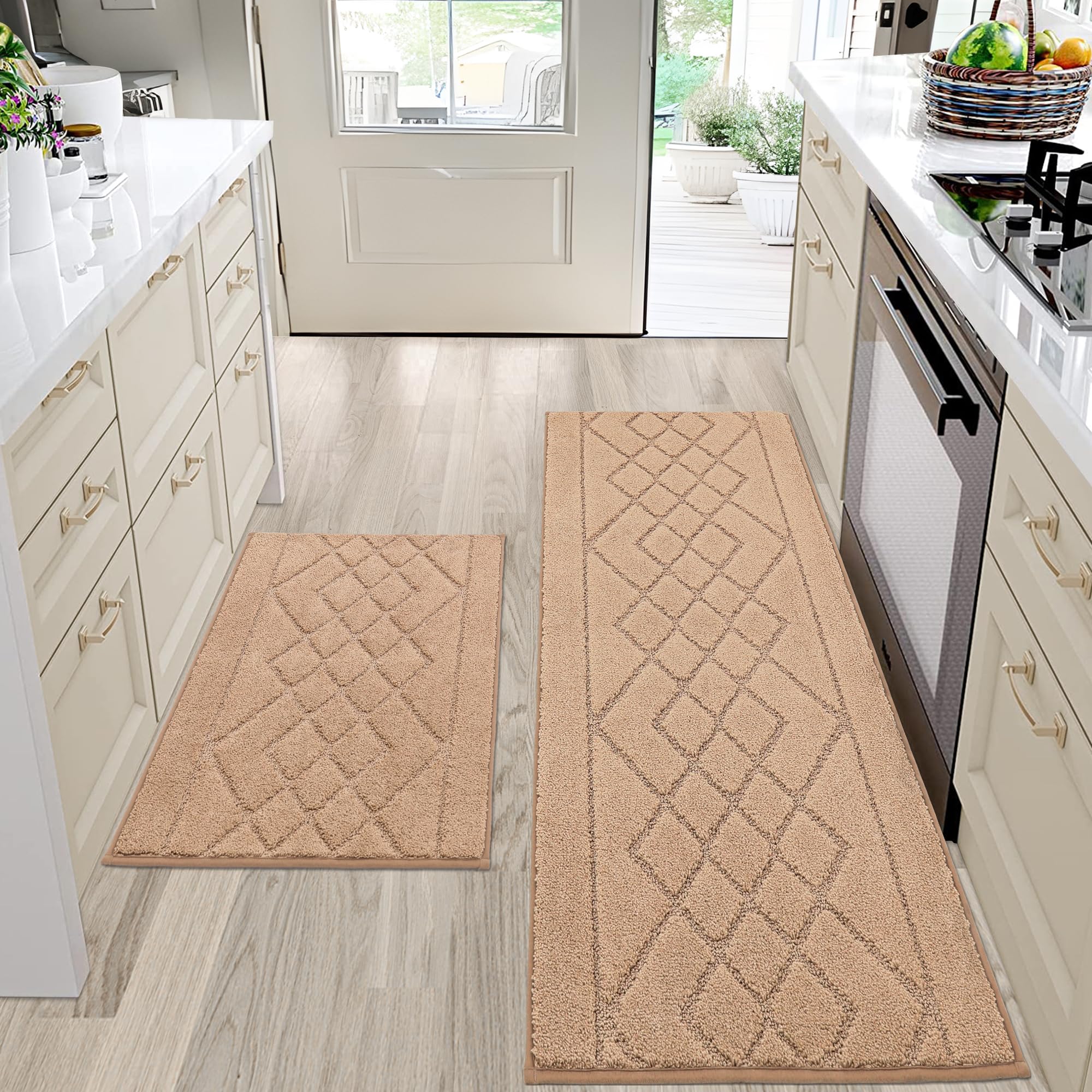 Kitchen Rug Set of 2 - Beige 50x76cm+50x122cm-image-8f885987-79f0-4f2d-b268-3f91db0cda10-91361