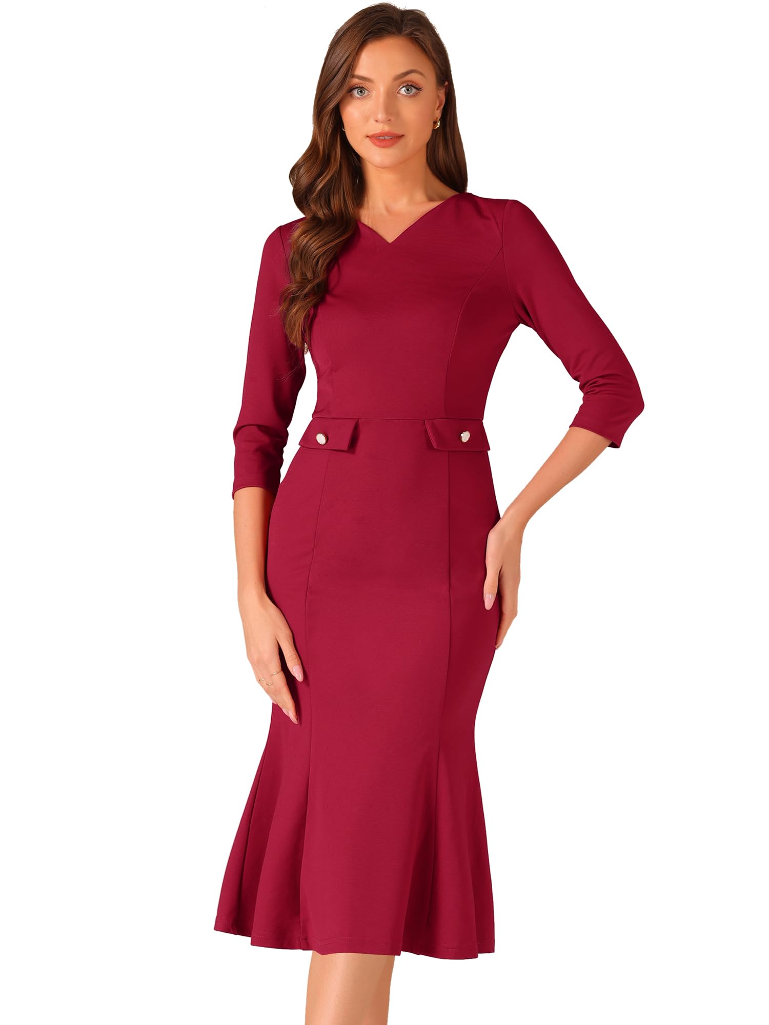 Vintage Fishtail Bodycon Dress - Red S-image-7741023b-0b3d-44f1-a5b6-2816966d994e-86751