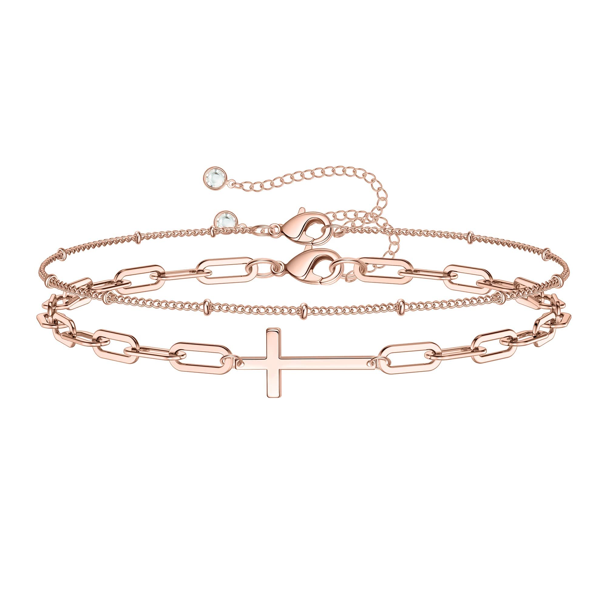 Stylish 14K Rose Gold Layered Bracelets for Women & Teens - Hypoallergenic, Adjustable, Perfect Gift-image-3f6b4871-cdee-4c0f-990a-763079e2211f-66489