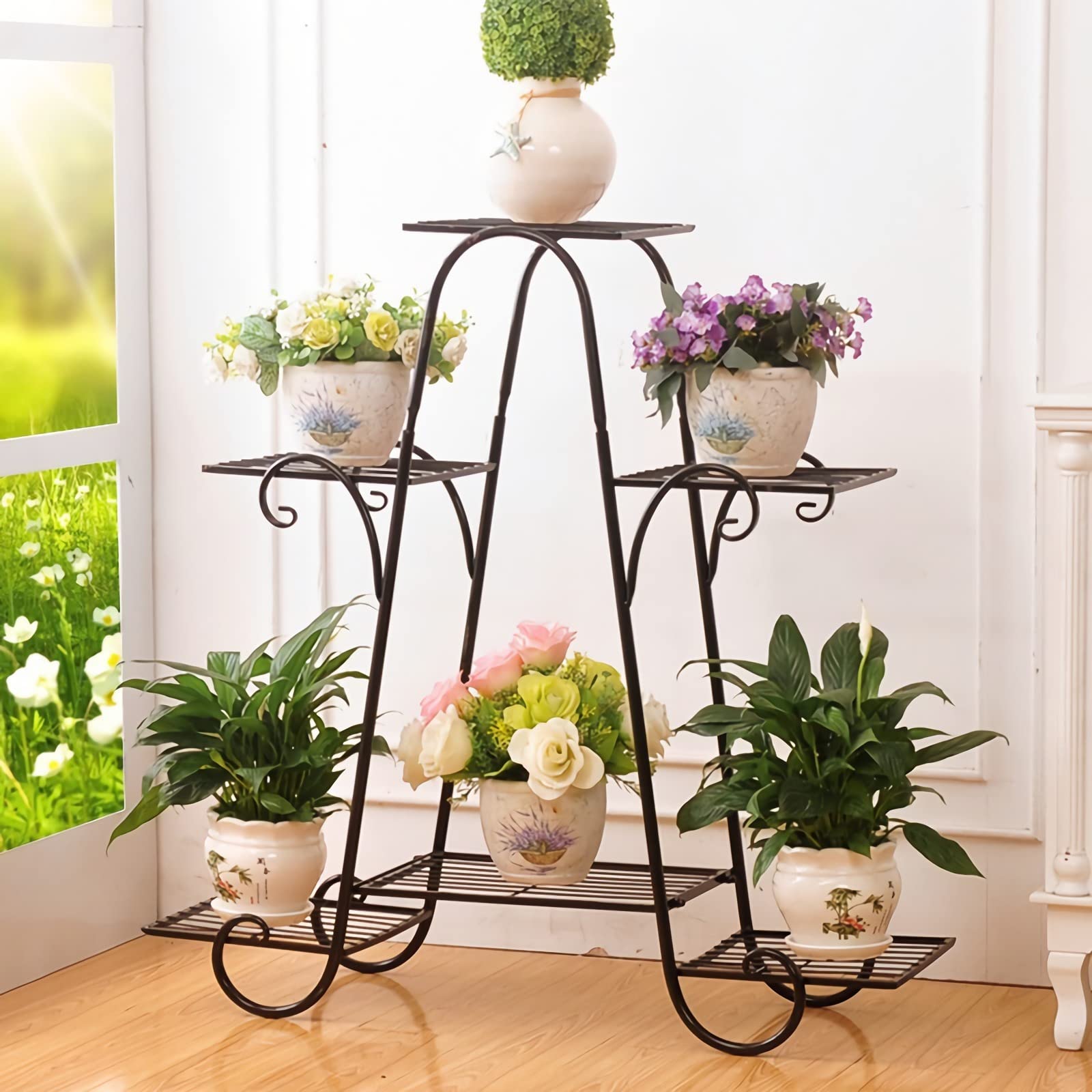 6 Tier Metal Plant Stand - Black-image-5afb1025-ff1e-4ef9-9366-6689d9663534-107905