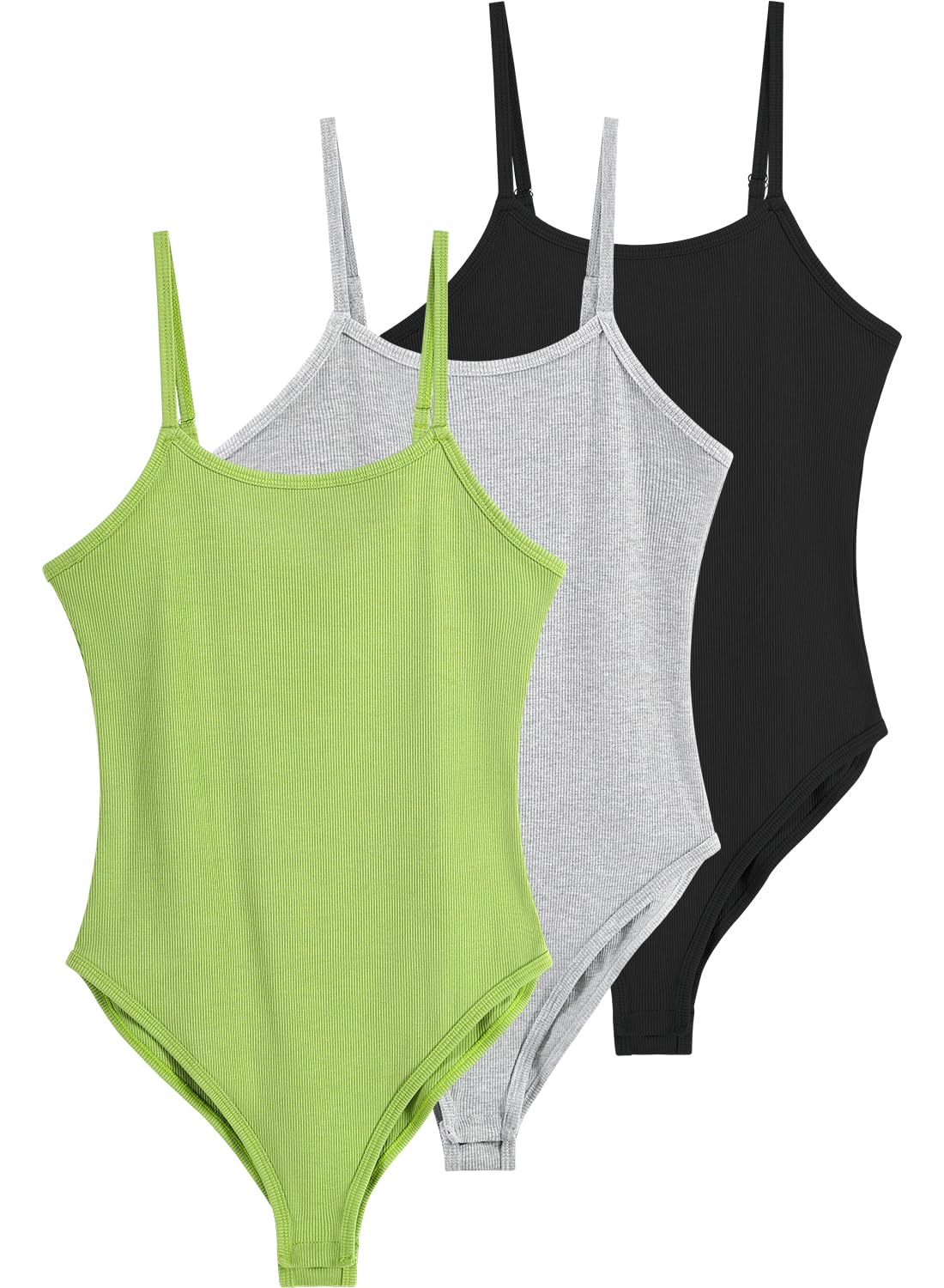 Women's Shapewear Bodysuits 3-Pack - Black/Grey/Green S-image-a3b60cd5-cb2b-4df6-8b7a-4fce35b17734-91291