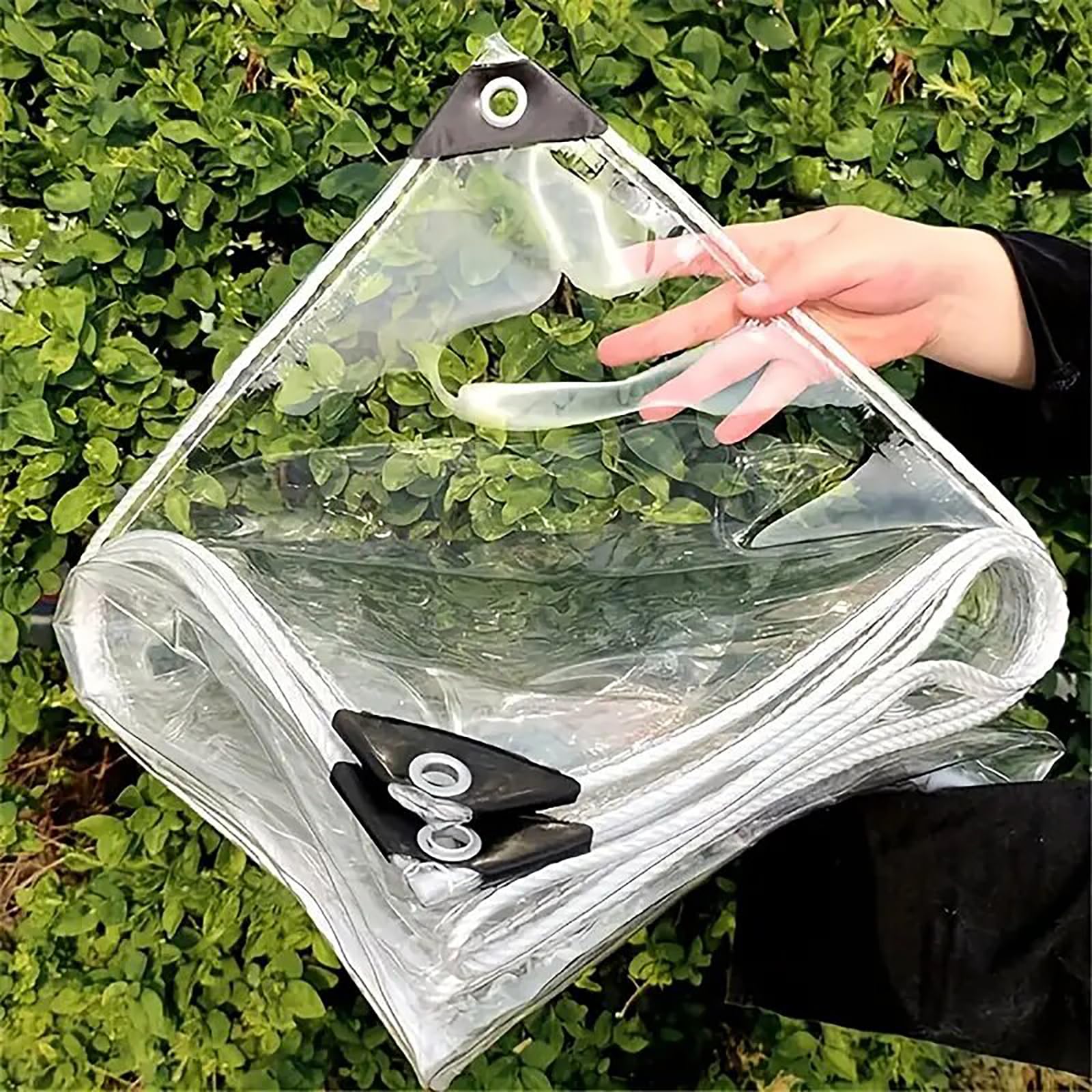 Clear Heavy Duty Waterproof Vinyl Tarp with Grommets - Tear Resistant, Transparent Cover for Outdoor Use 2x2m