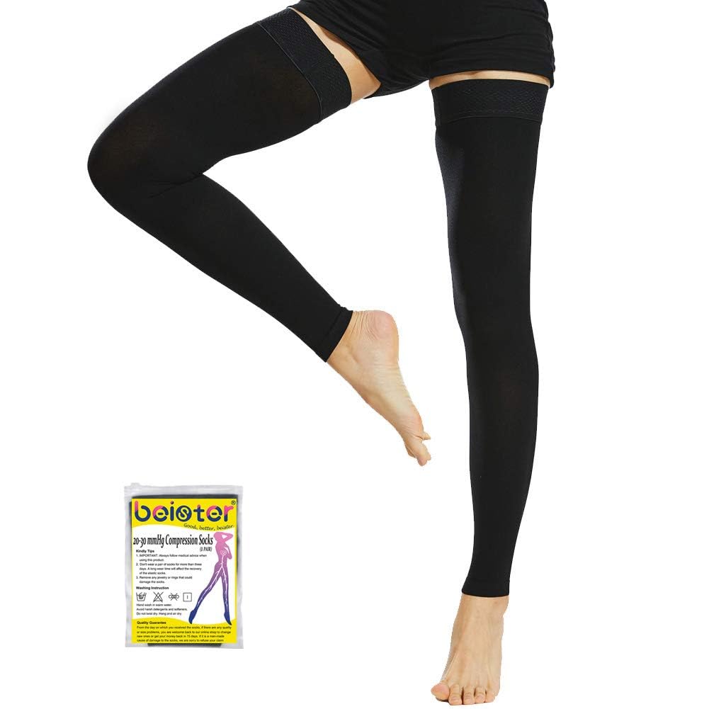 Footless Compression Stockings 20-30 mmHg - Black XL-image-cb009092-afd4-458a-80ca-48a28bc90ec5-122603