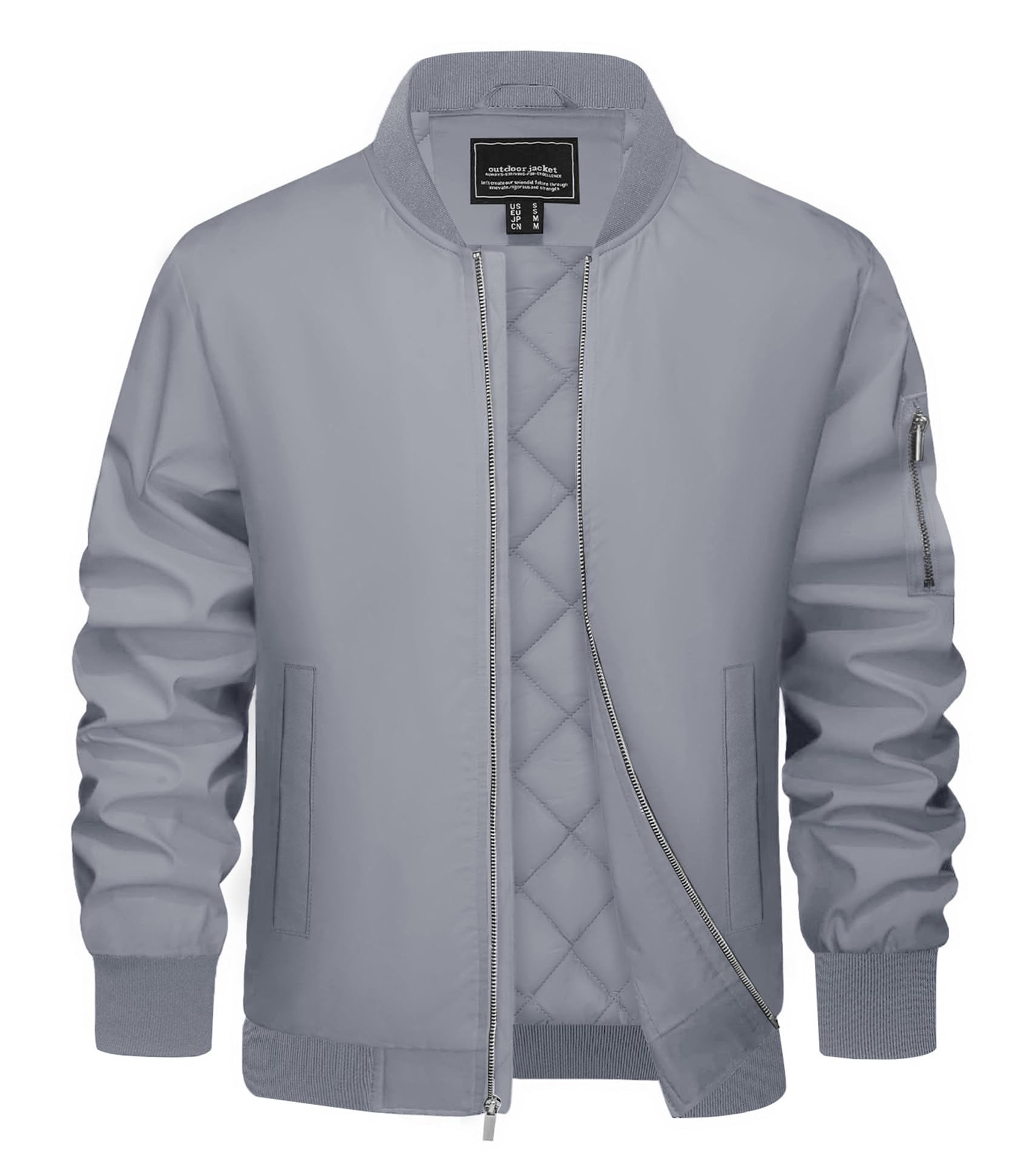 Men's Bomber Jacket Quilted Windproof - Light Grey XXL-image-49543412-9487-49d0-be0a-d5e00b1634ae-115941