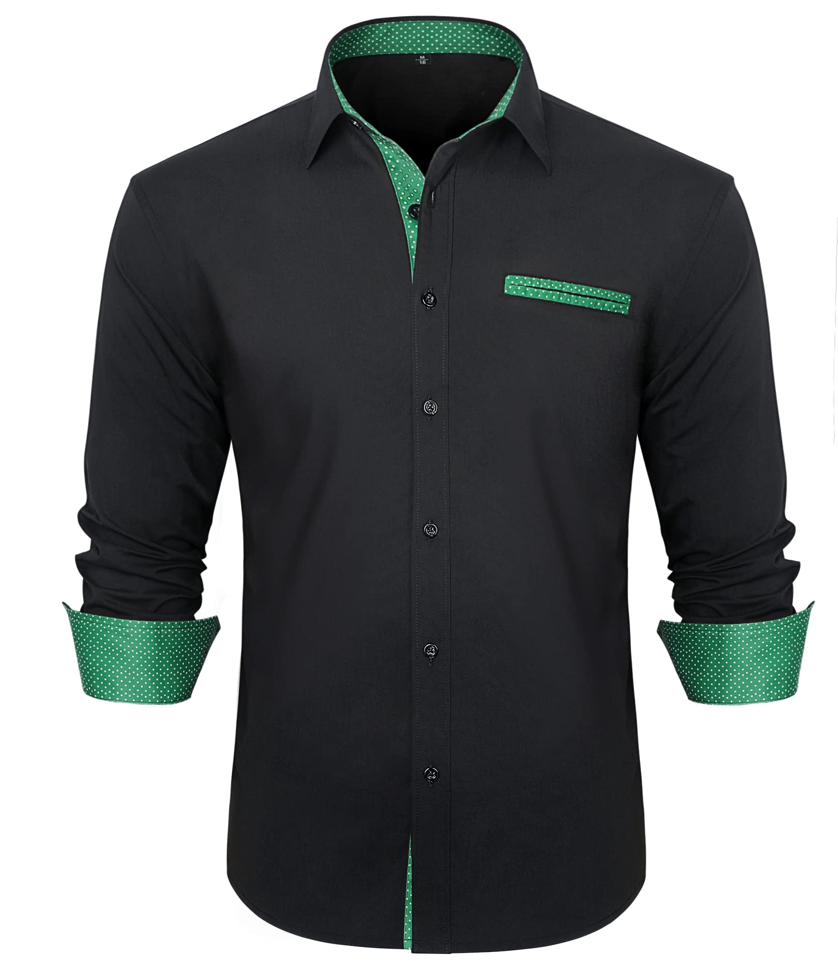 Men's Formal Dress Shirt - Black & Green S-image-9d23979a-e21c-476f-bb39-42521eb988f5-103950