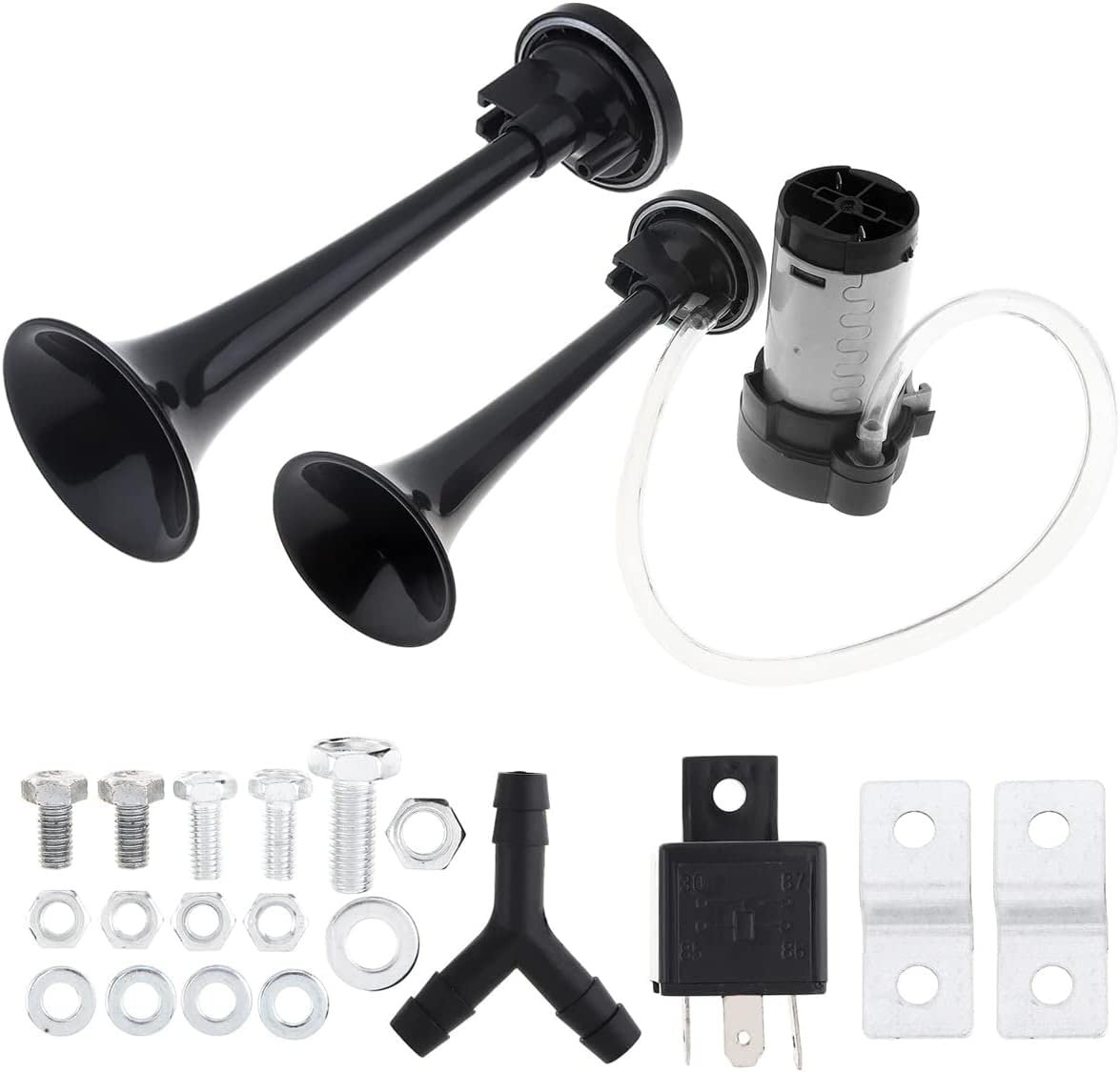 12V 178dB Dual Trumpet Air Horn - Black-image-310483bb-09c2-42af-901a-a896ed9f6556-91248