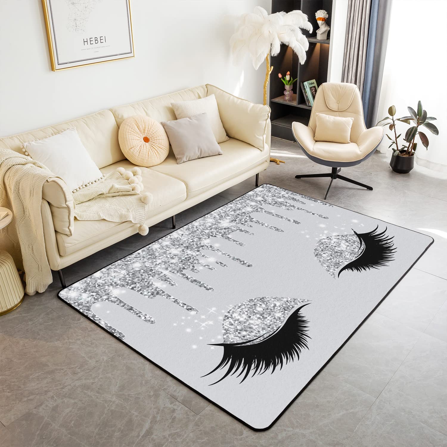 Loussiesd Grey Eyelash Pattern Area Rug 150x200cm - Ultra Soft, Non-Slip, Modern Home Décor-image-61236d2e-56e2-49b4-9624-75da3a484c47-68974