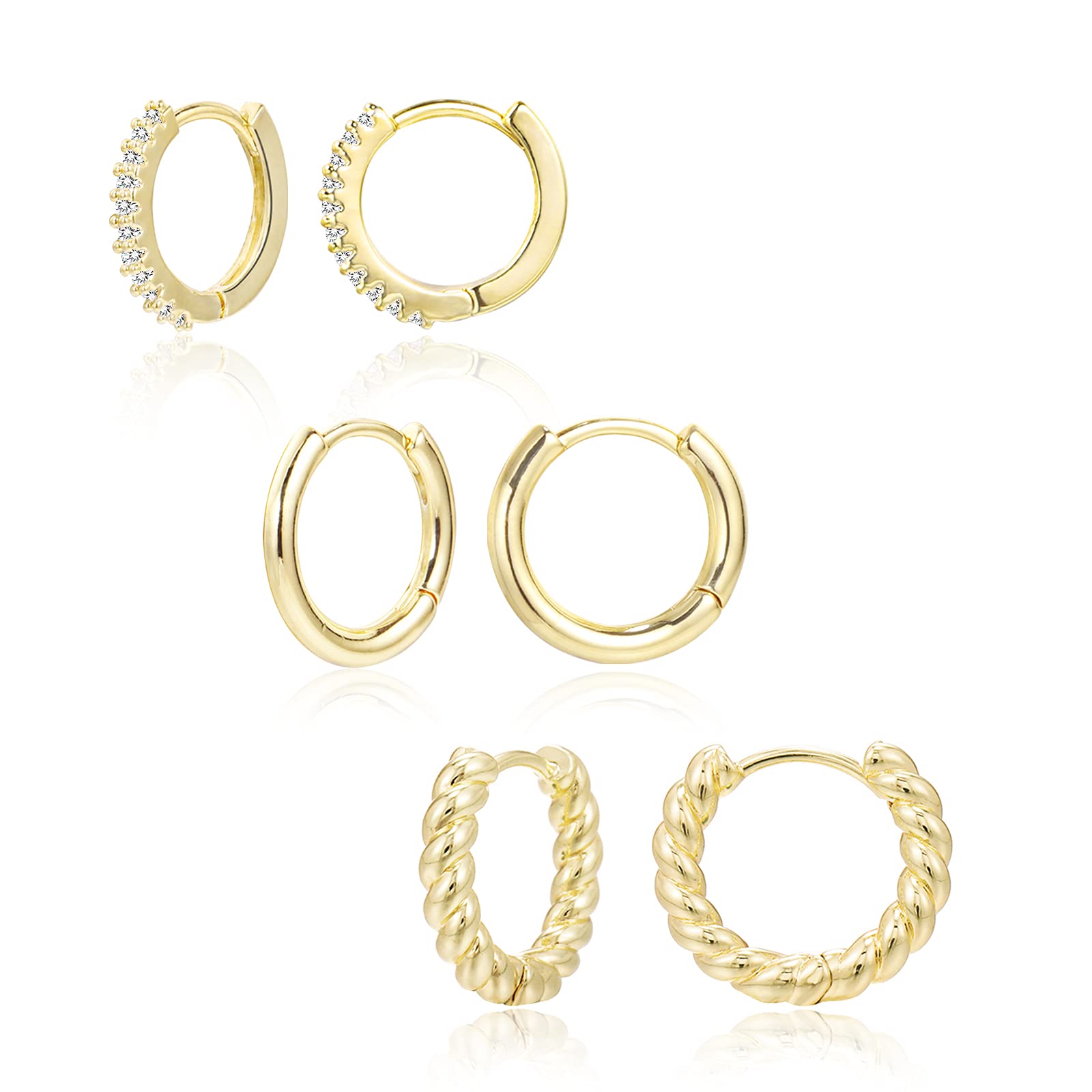 Chunky Gold Hoop Earrings Set for Women - 3 Pairs Hypoallergenic Huggie Hoops - Chic Jewellery Gift-image-119b1460-b20c-4534-934b-59877132b27d-65802