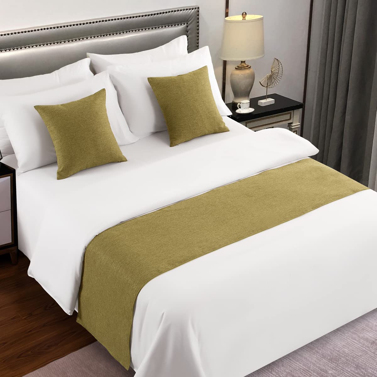 Decorative Bed Runner Imitation Linen - Green 260×45cm-image-e5440039-97fd-4ac9-9442-6d74d28ddfbc-109902